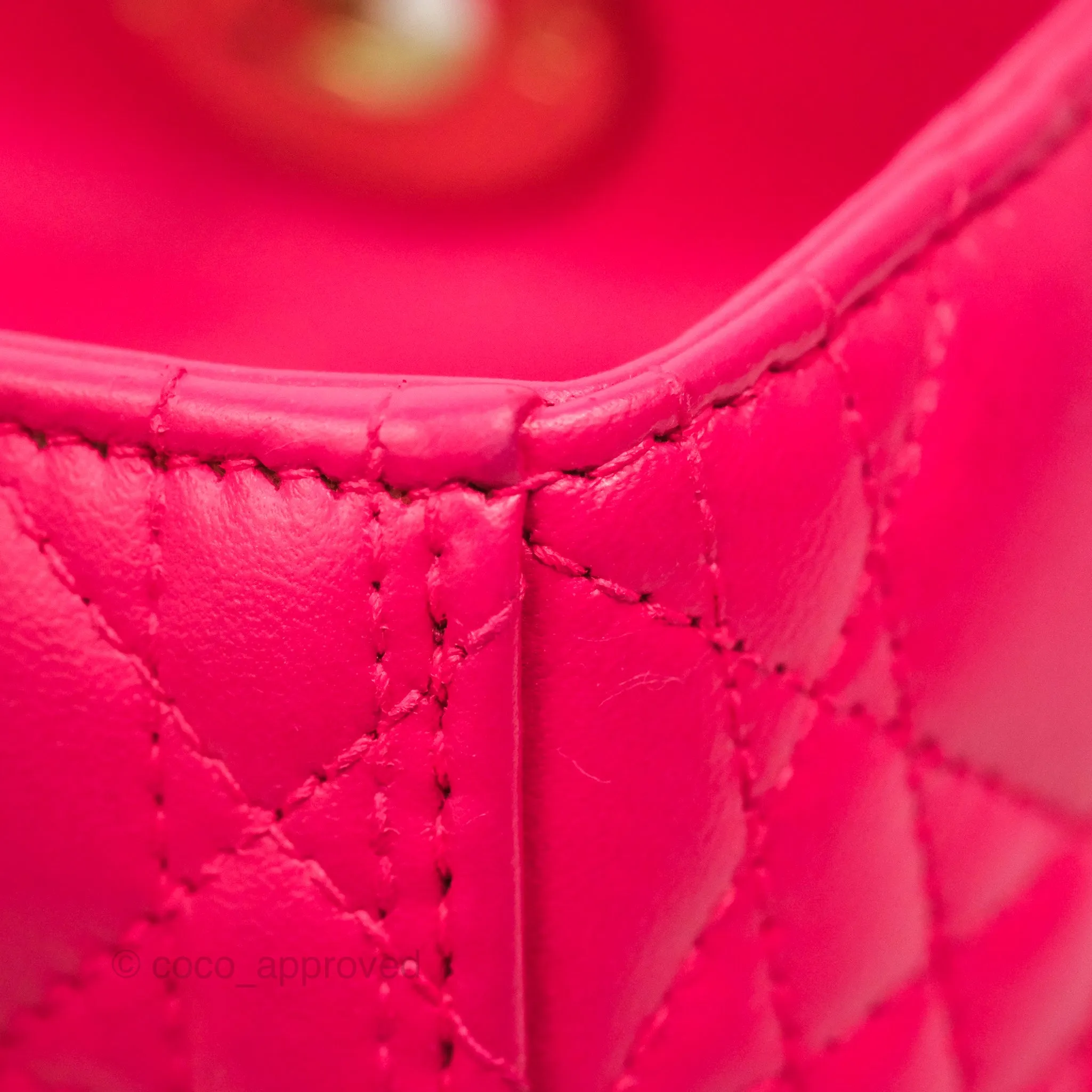 Christian Dior Lady Dior Medium Fuschia Pink Lambskin Gold Hardware