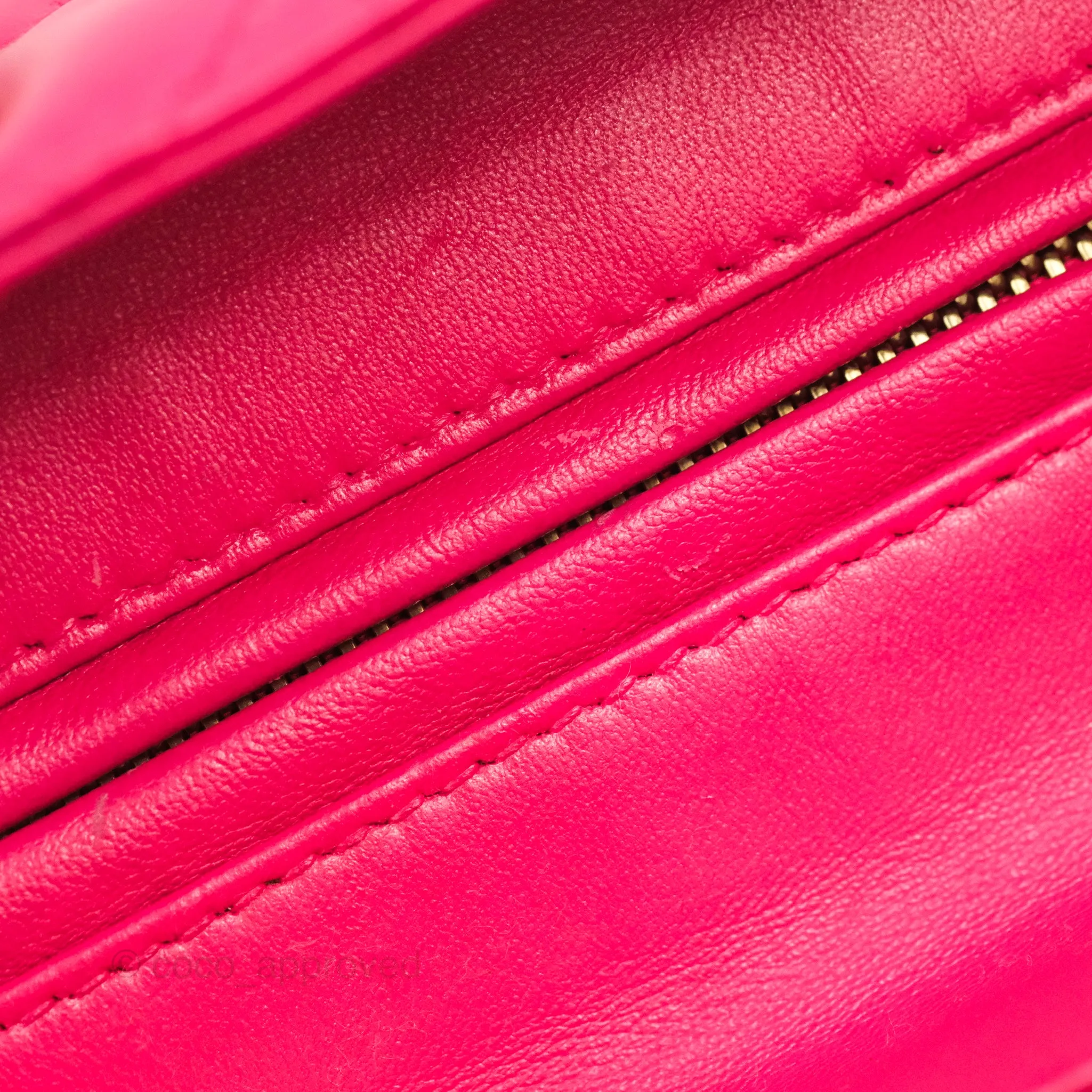 Christian Dior Lady Dior Medium Fuschia Pink Lambskin Gold Hardware