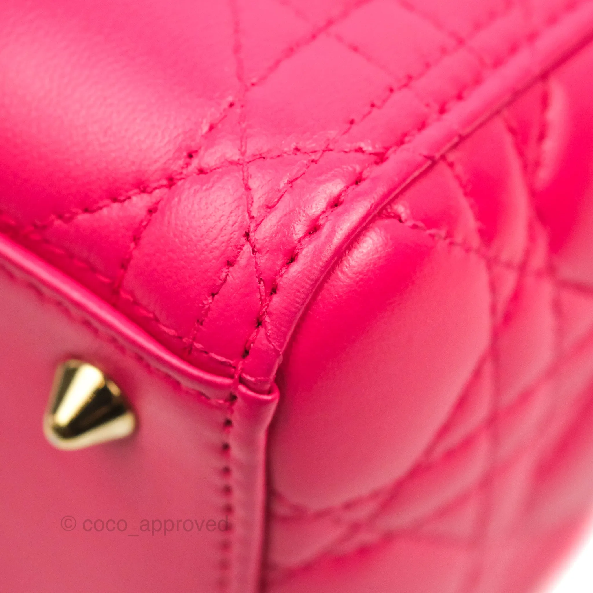 Christian Dior Lady Dior Medium Fuschia Pink Lambskin Gold Hardware