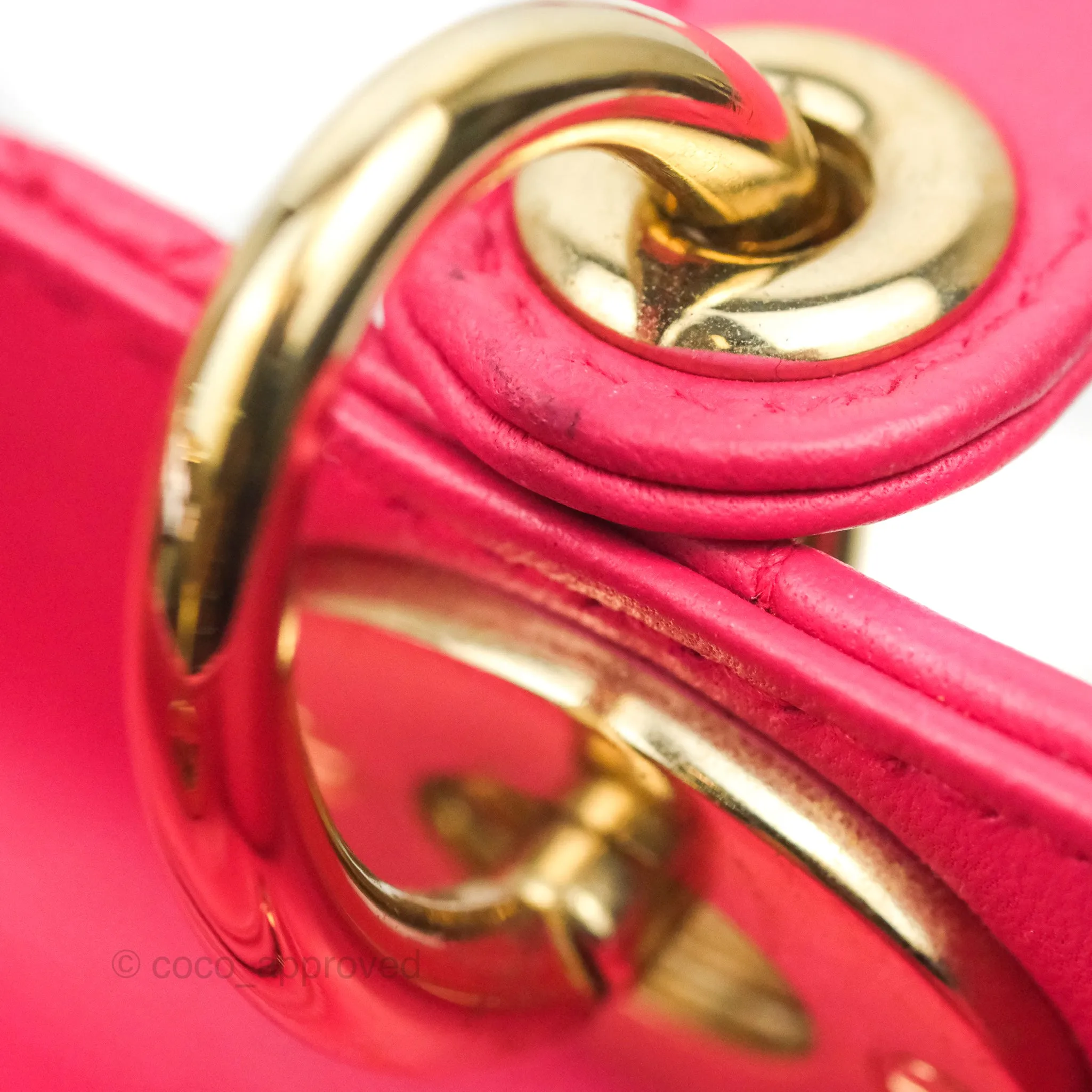 Christian Dior Lady Dior Medium Fuschia Pink Lambskin Gold Hardware