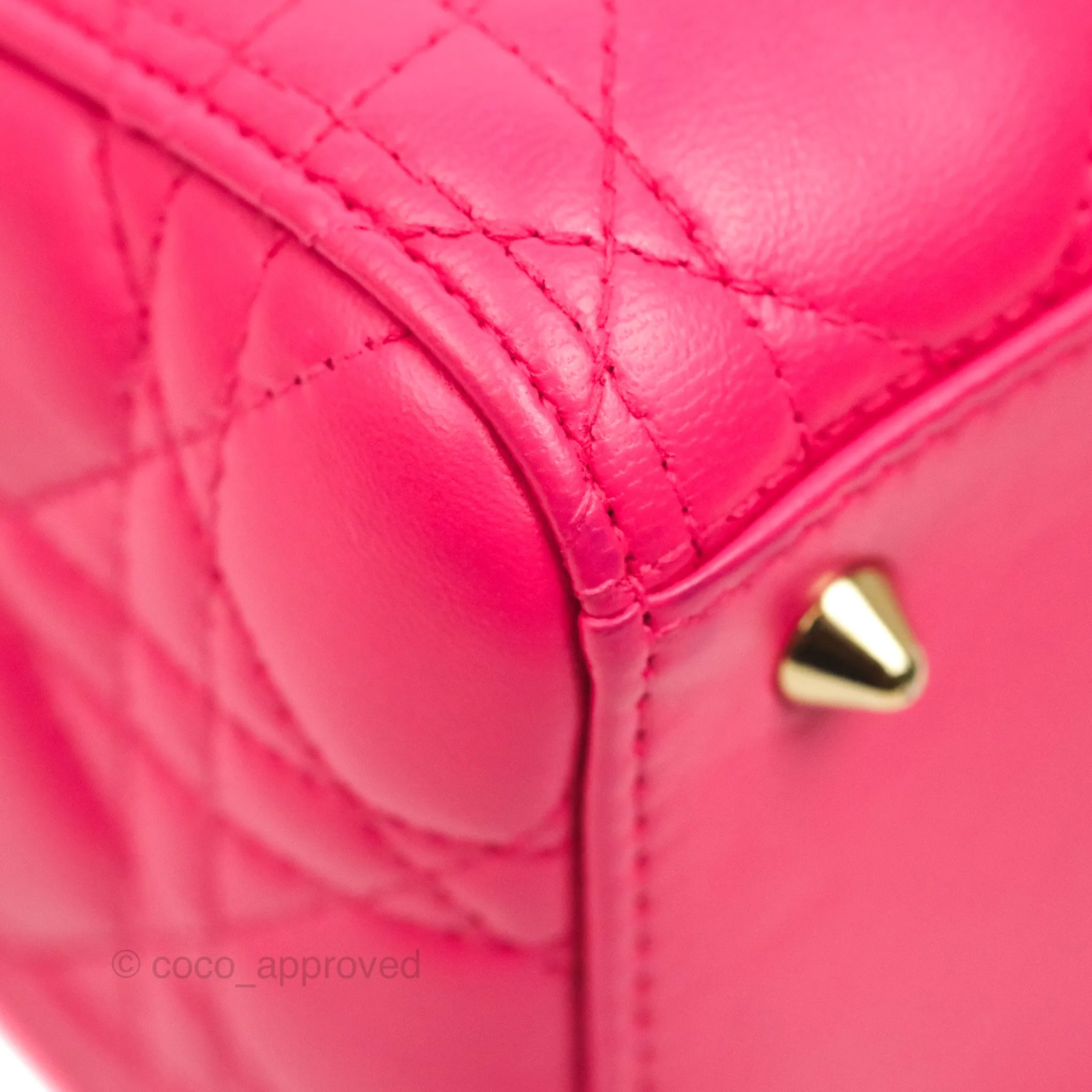Christian Dior Lady Dior Medium Fuschia Pink Lambskin Gold Hardware