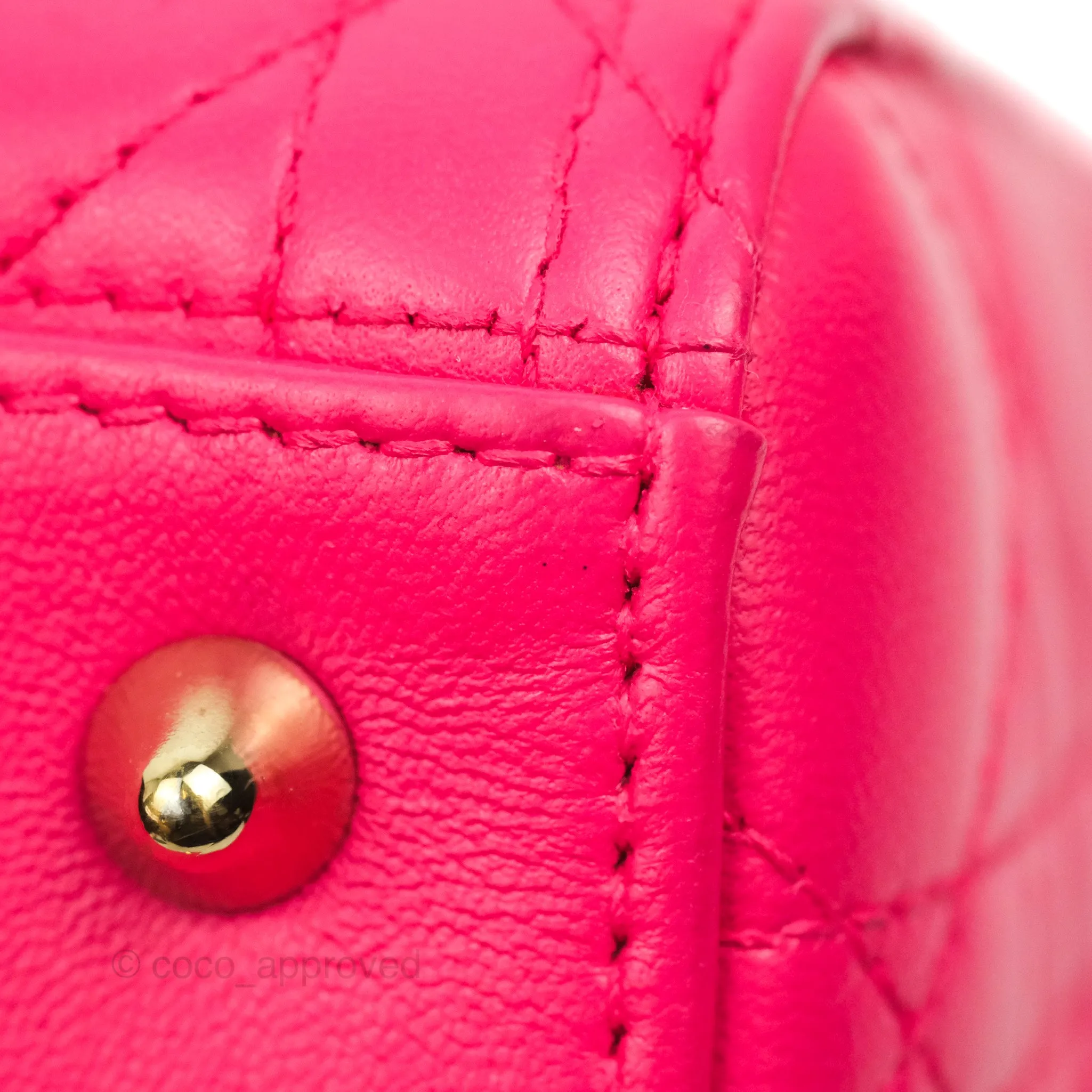 Christian Dior Lady Dior Medium Fuschia Pink Lambskin Gold Hardware
