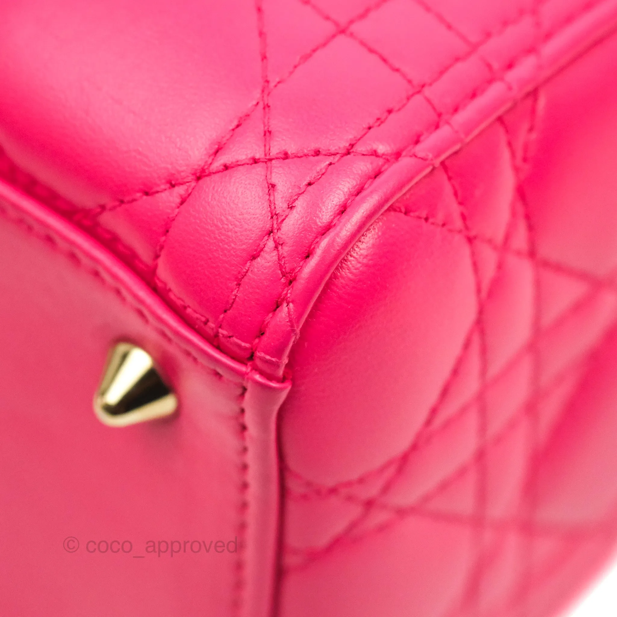 Christian Dior Lady Dior Medium Fuschia Pink Lambskin Gold Hardware