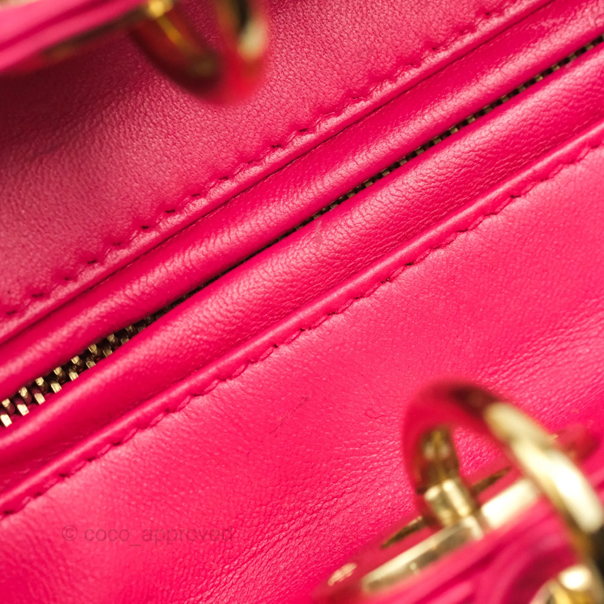 Christian Dior Lady Dior Medium Fuschia Pink Lambskin Gold Hardware