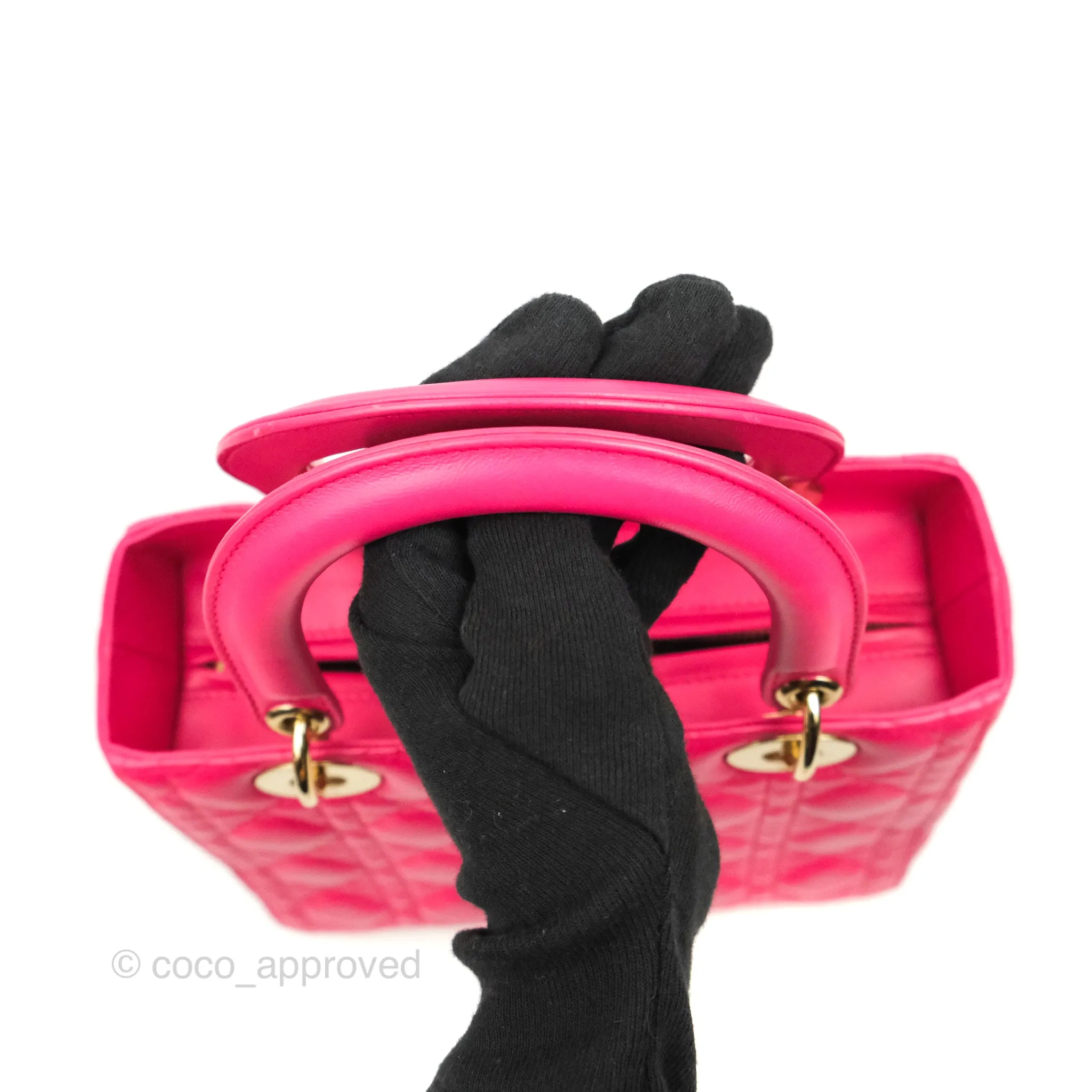 Christian Dior Lady Dior Medium Fuschia Pink Lambskin Gold Hardware