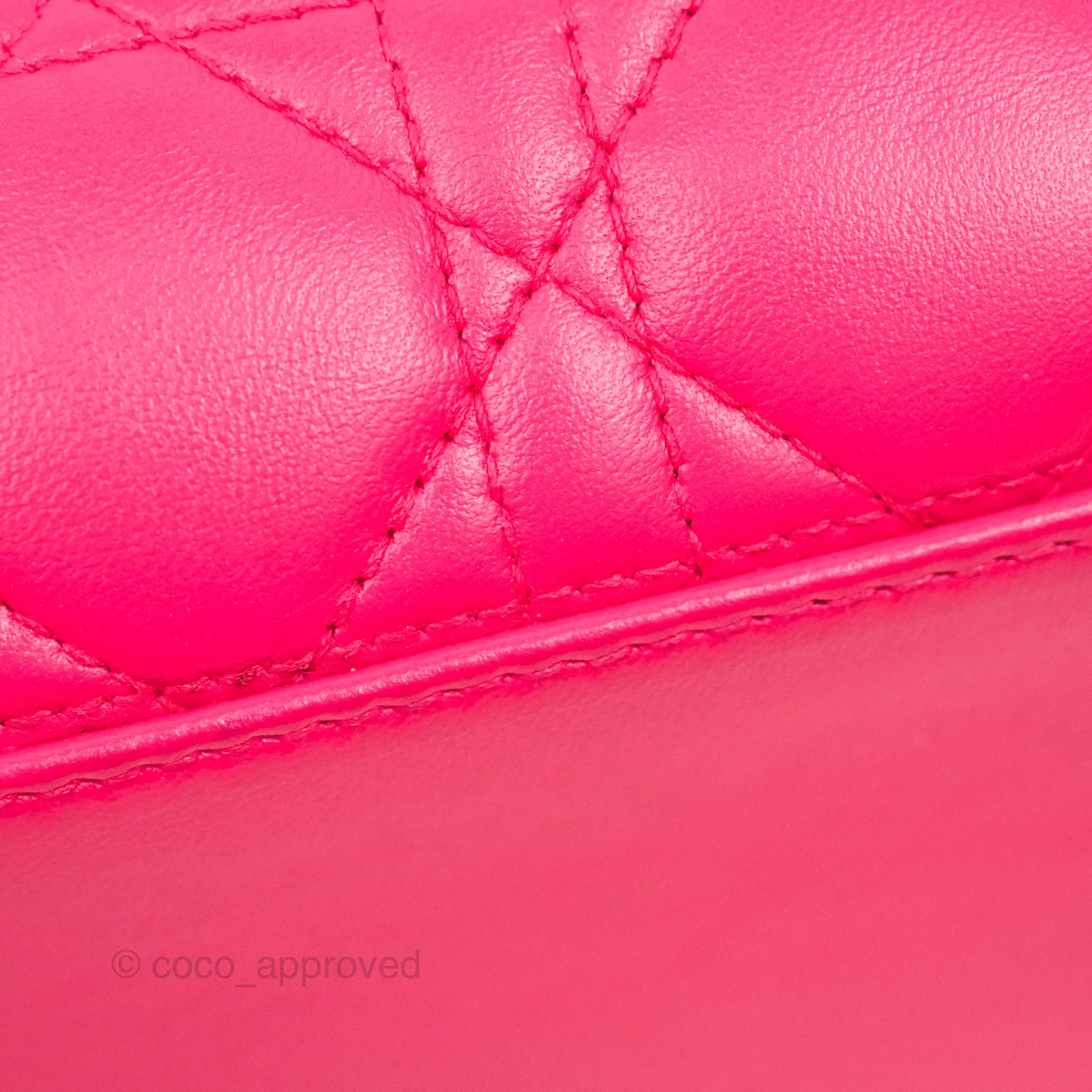 Christian Dior Lady Dior Medium Fuschia Pink Lambskin Gold Hardware