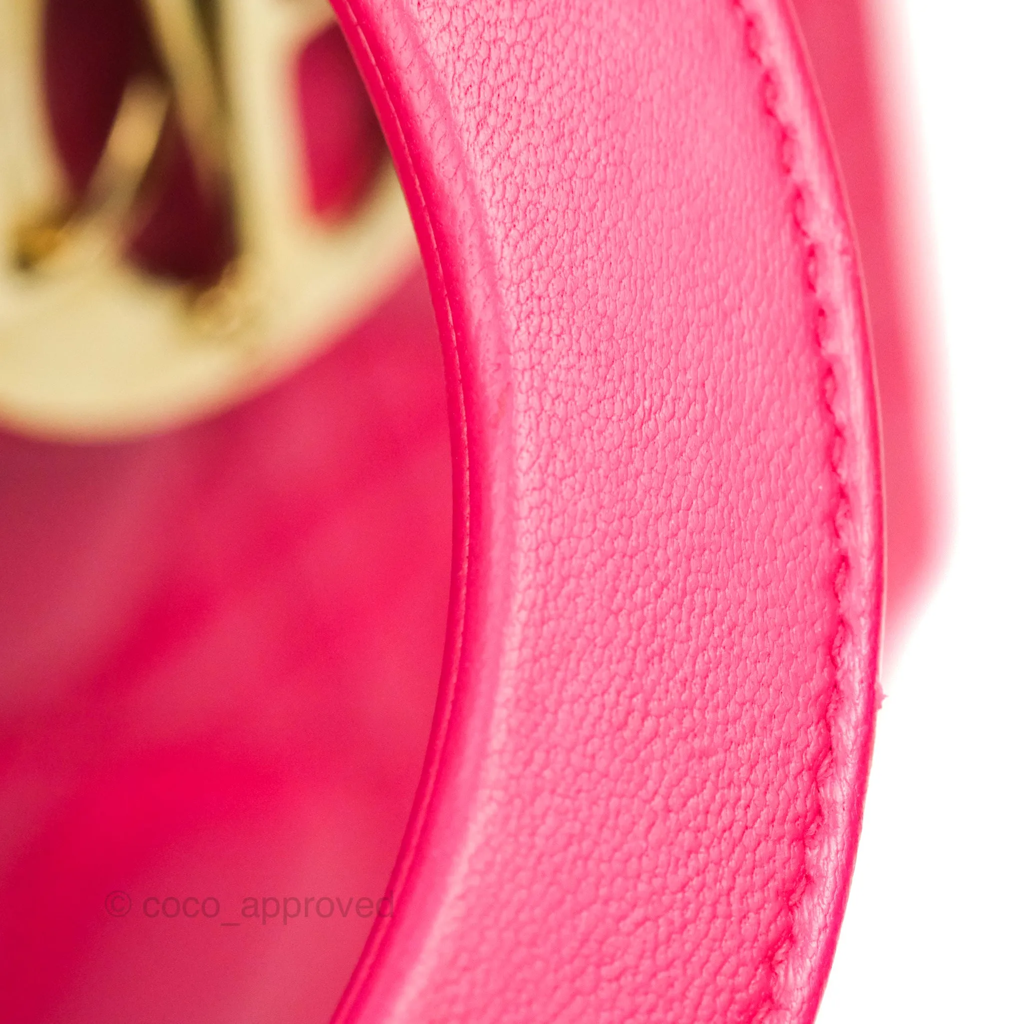 Christian Dior Lady Dior Medium Fuschia Pink Lambskin Gold Hardware