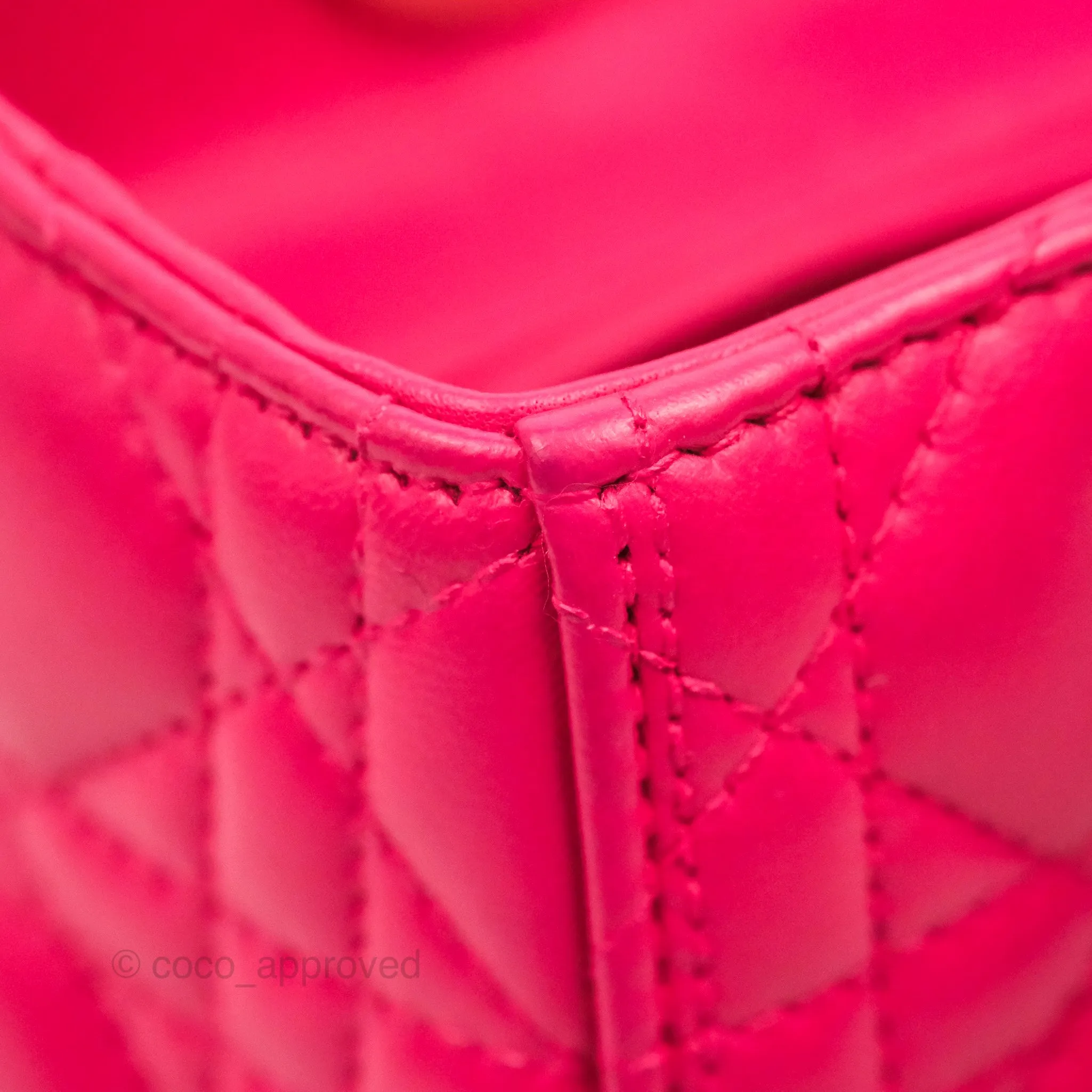 Christian Dior Lady Dior Medium Fuschia Pink Lambskin Gold Hardware