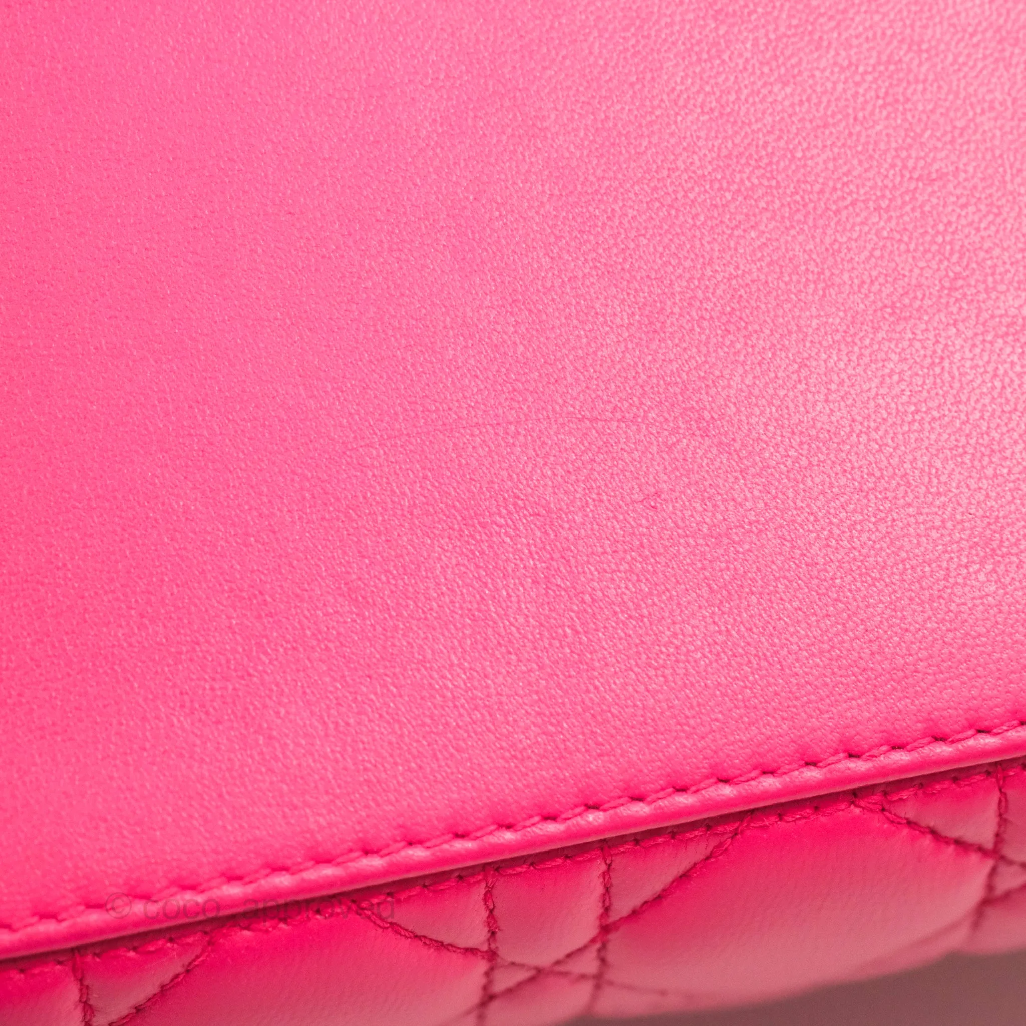 Christian Dior Lady Dior Medium Fuschia Pink Lambskin Gold Hardware