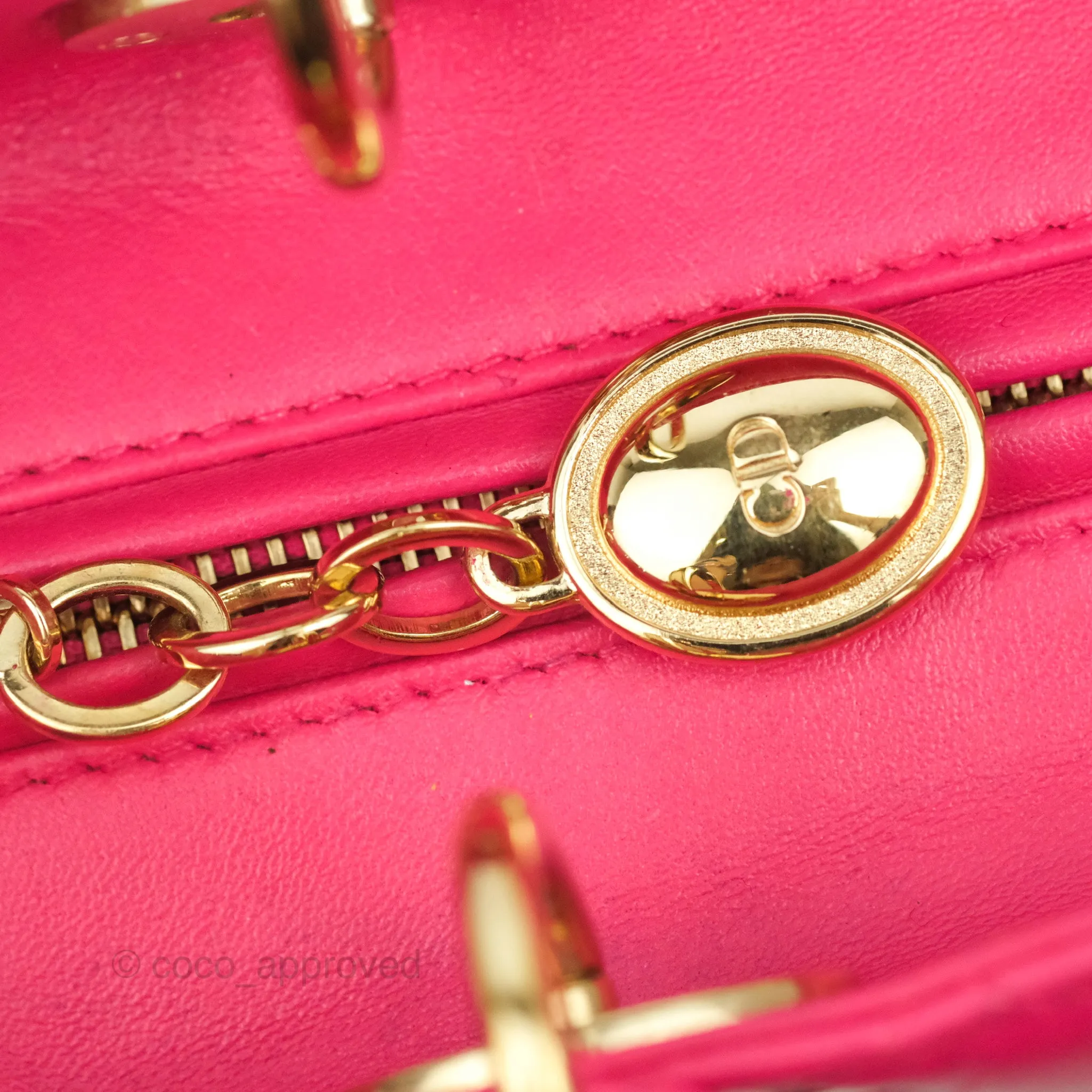 Christian Dior Lady Dior Medium Fuschia Pink Lambskin Gold Hardware
