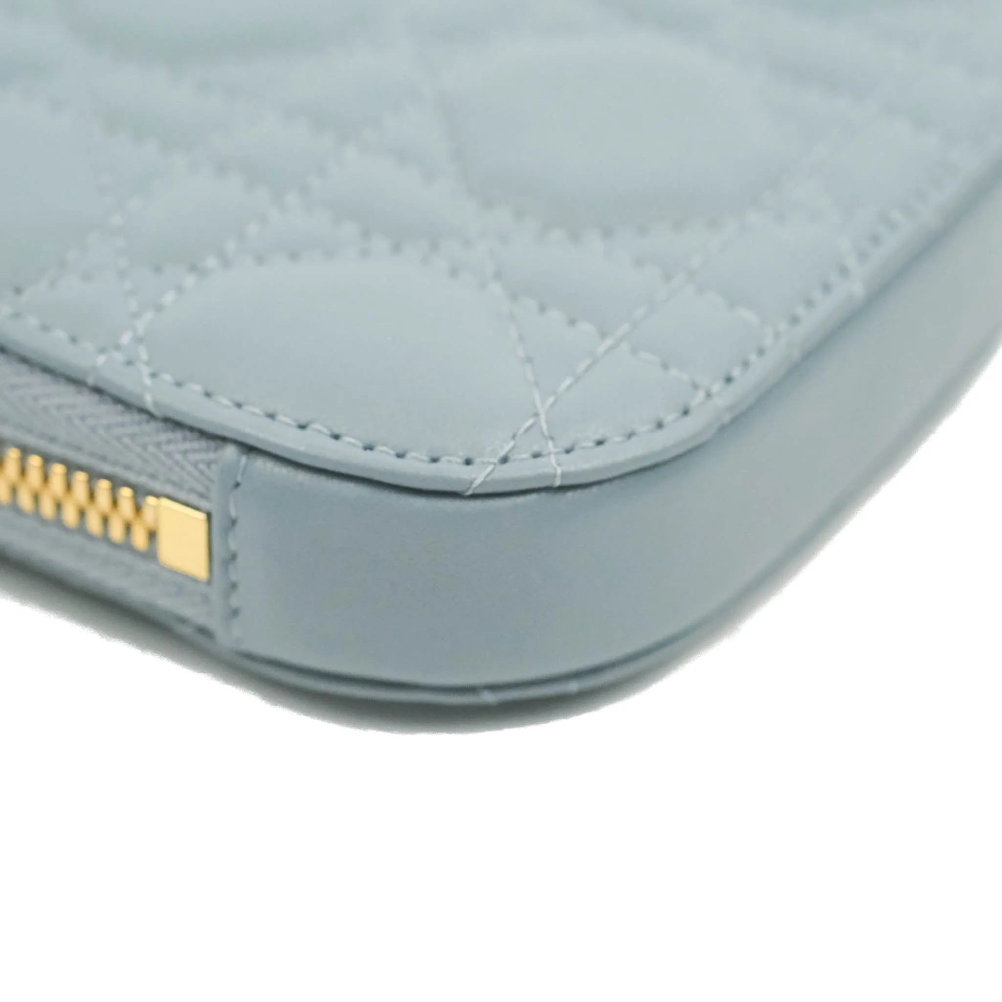 Christian Dior Lady Dior Phone Holder Cloud Blue Cannage Lambskin