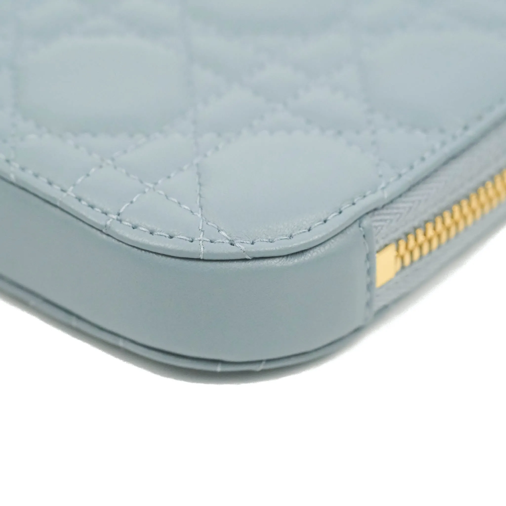 Christian Dior Lady Dior Phone Holder Cloud Blue Cannage Lambskin