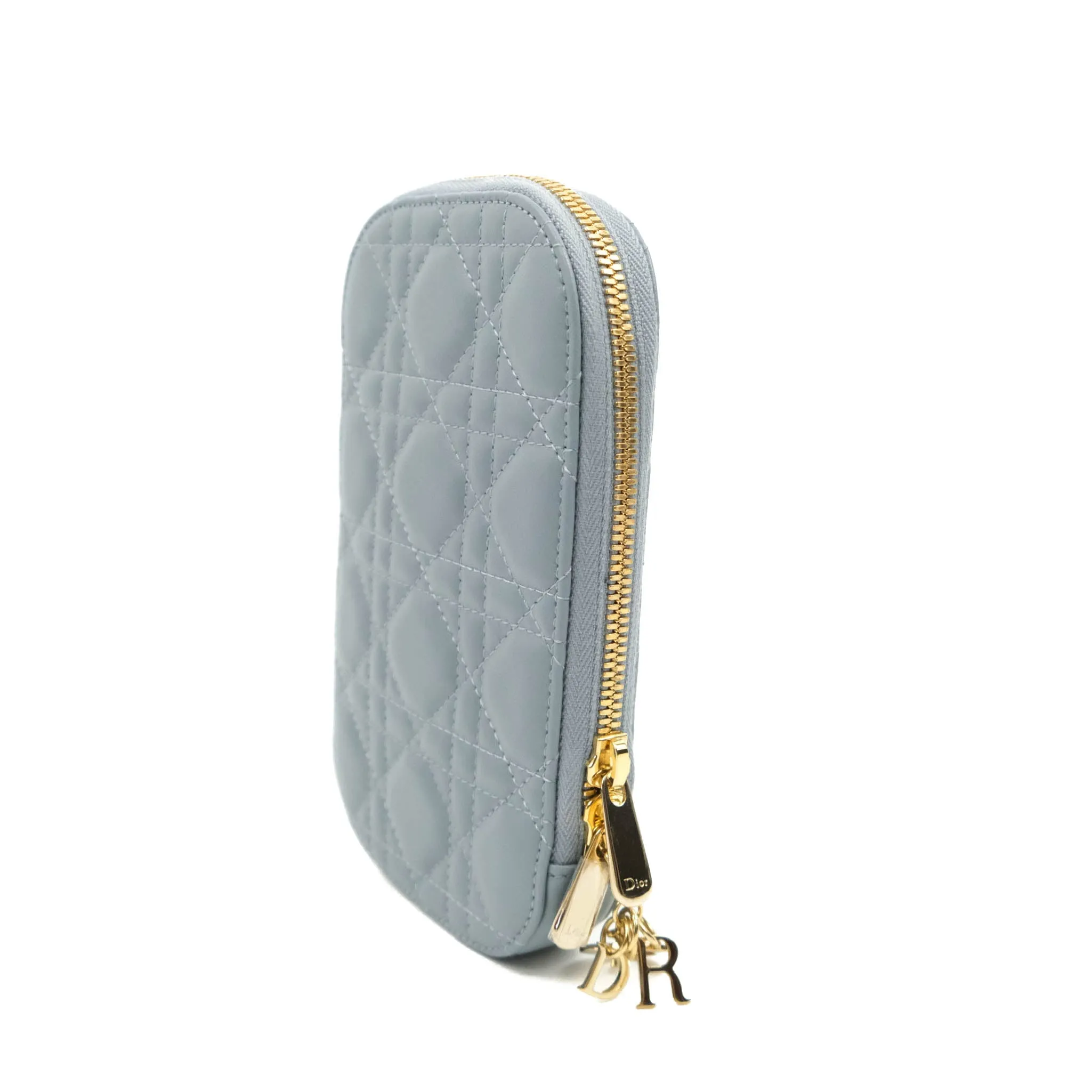Christian Dior Lady Dior Phone Holder Cloud Blue Cannage Lambskin
