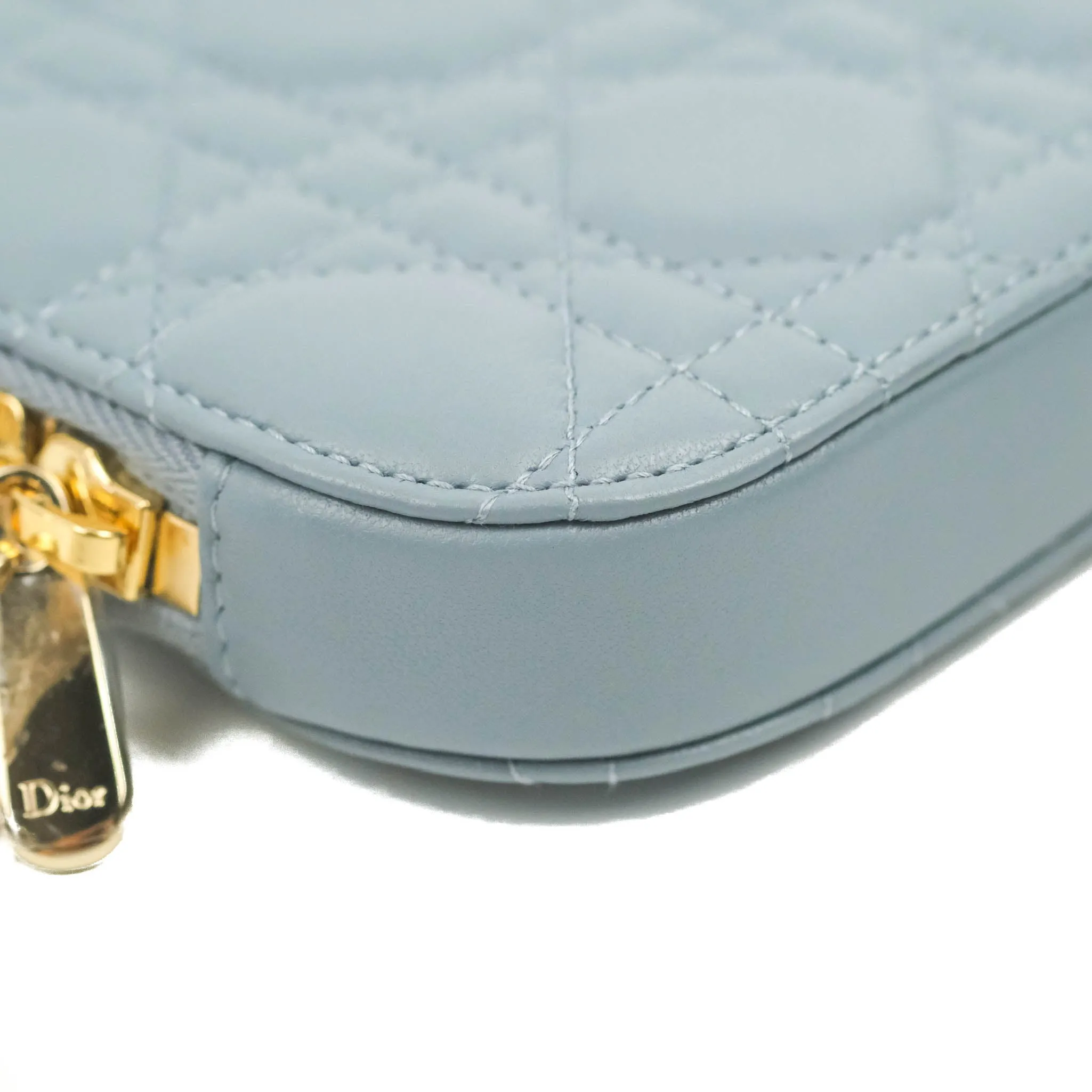 Christian Dior Lady Dior Phone Holder Cloud Blue Cannage Lambskin