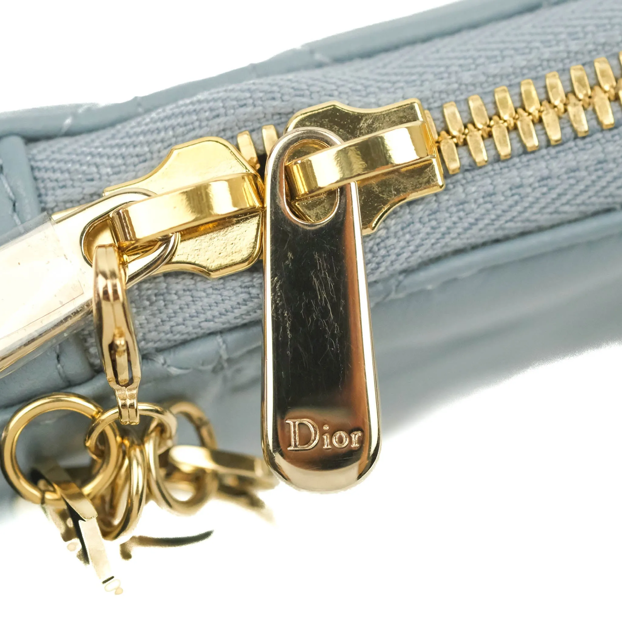 Christian Dior Lady Dior Phone Holder Cloud Blue Cannage Lambskin