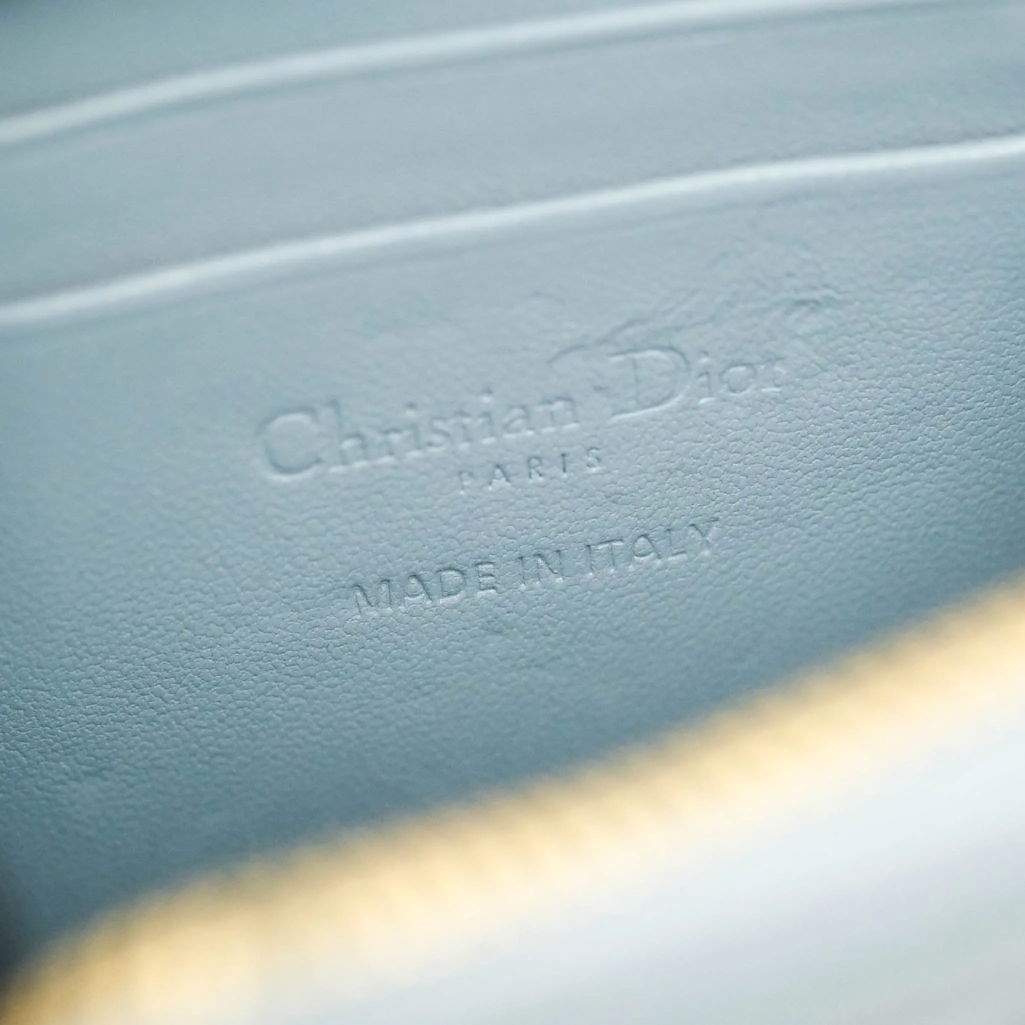Christian Dior Lady Dior Phone Holder Cloud Blue Cannage Lambskin