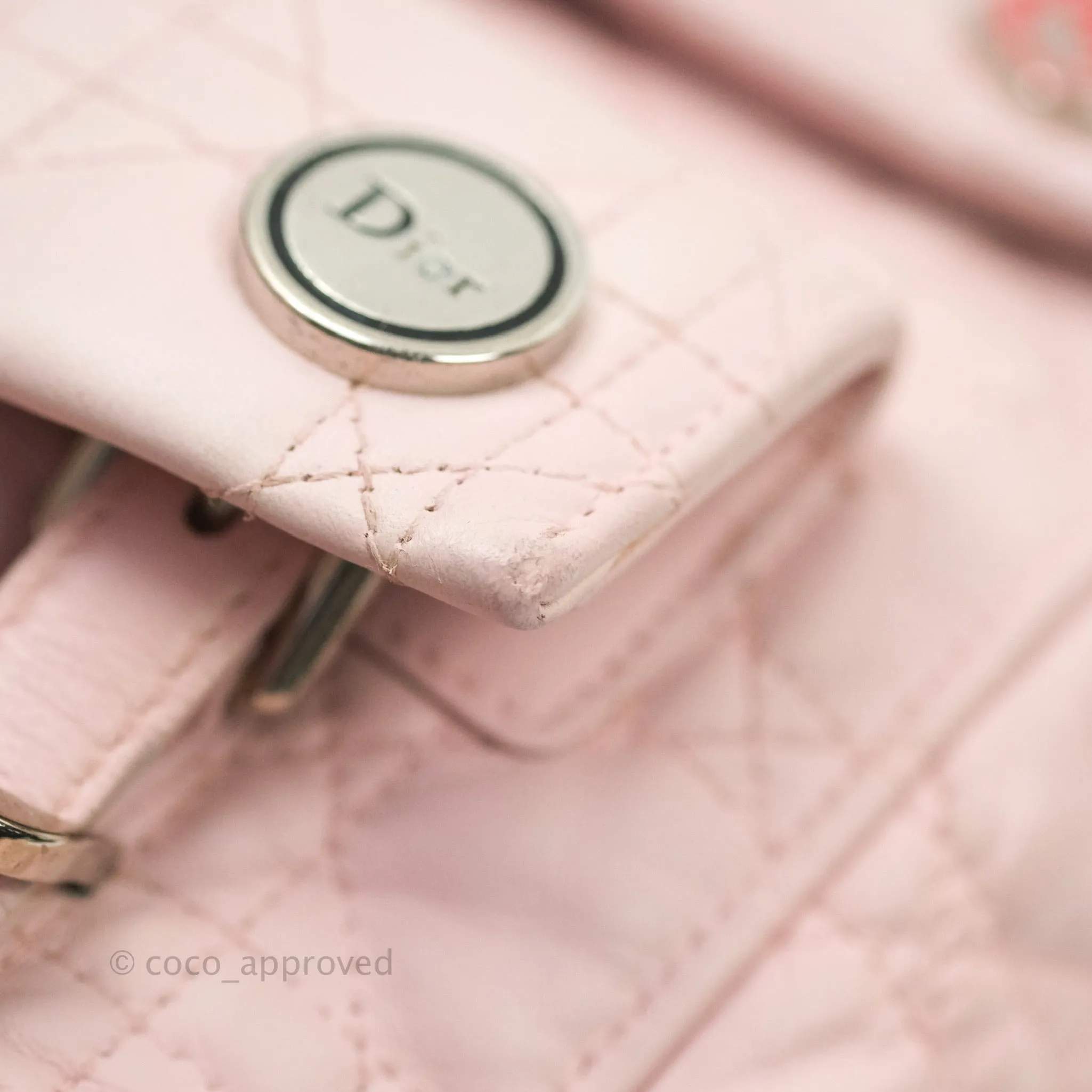 Christian Dior Lambskin Cannage Small Lucky Badge Stardust Backpack Soft Pink