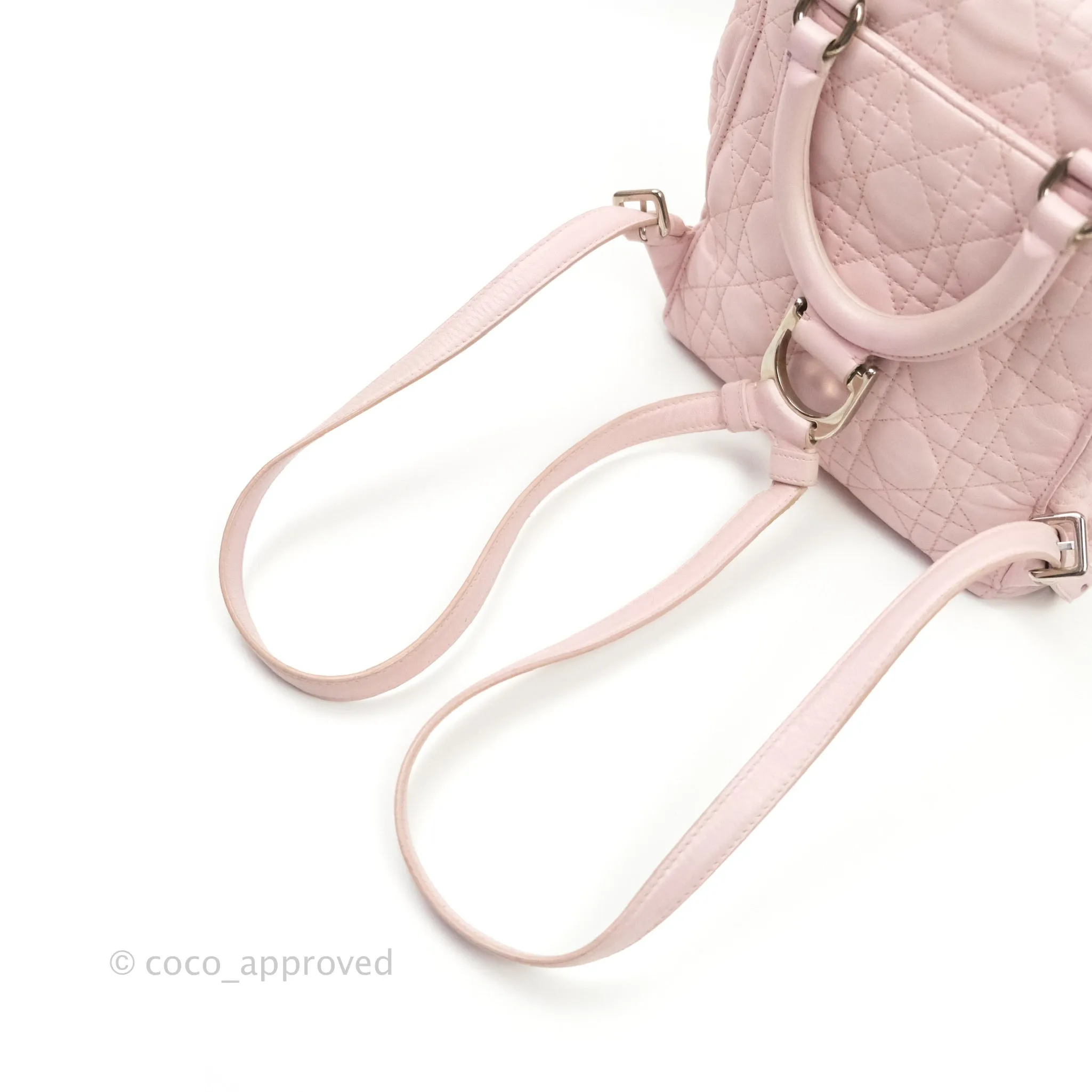Christian Dior Lambskin Cannage Small Lucky Badge Stardust Backpack Soft Pink