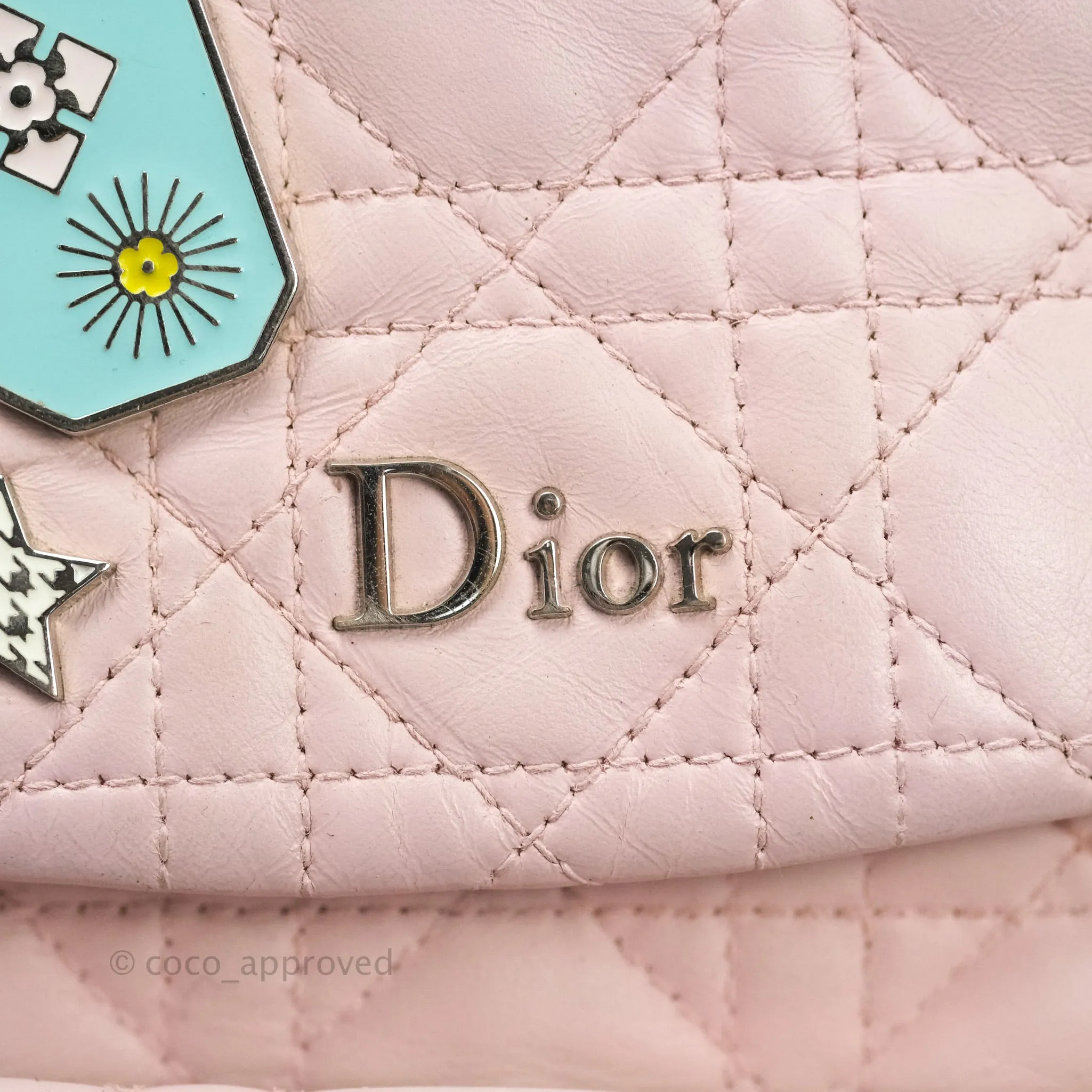 Christian Dior Lambskin Cannage Small Lucky Badge Stardust Backpack Soft Pink