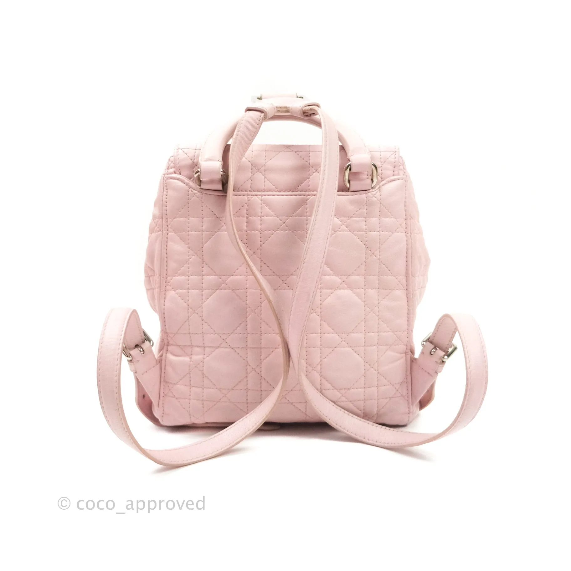 Christian Dior Lambskin Cannage Small Lucky Badge Stardust Backpack Soft Pink