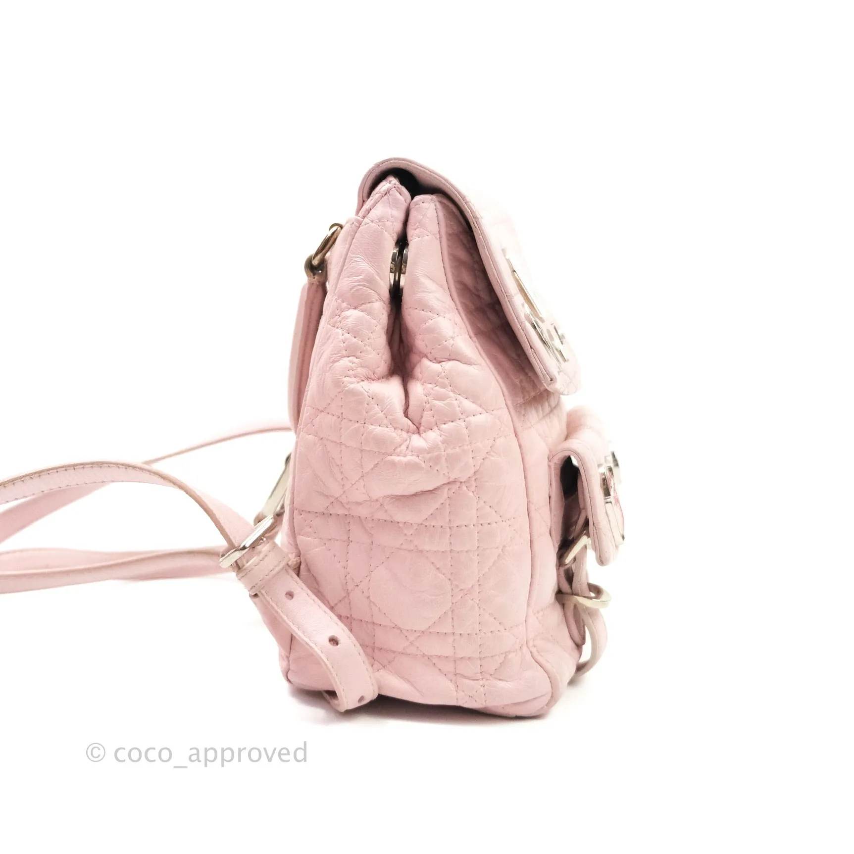 Christian Dior Lambskin Cannage Small Lucky Badge Stardust Backpack Soft Pink