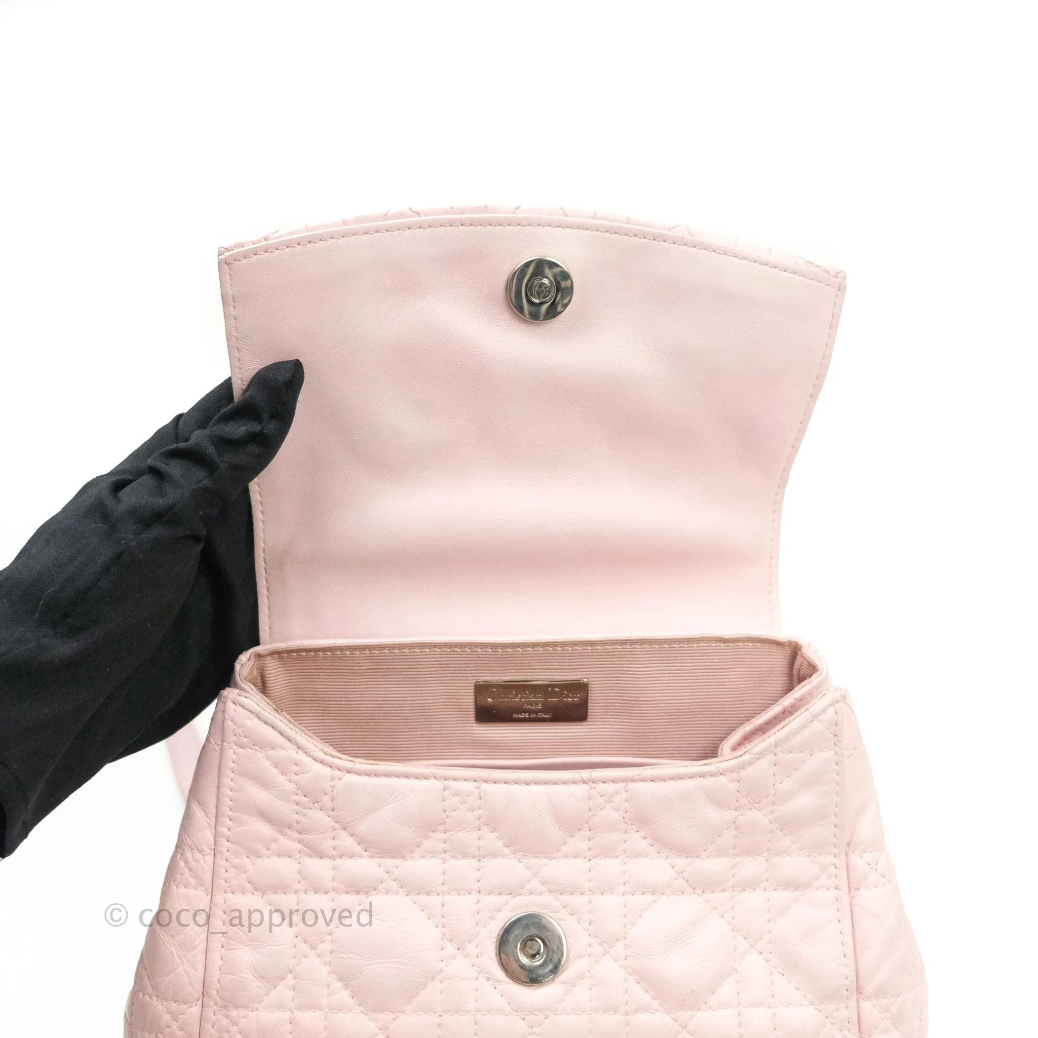 Christian Dior Lambskin Cannage Small Lucky Badge Stardust Backpack Soft Pink