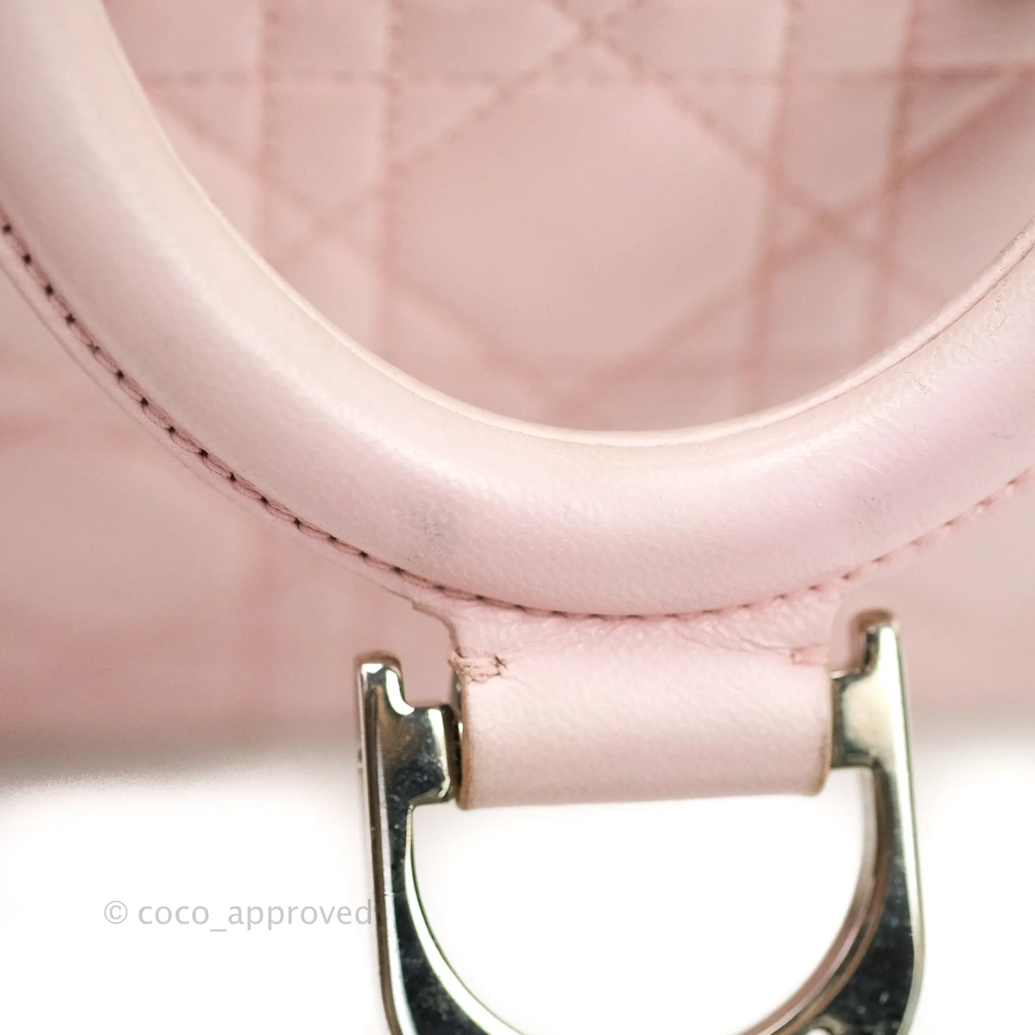 Christian Dior Lambskin Cannage Small Lucky Badge Stardust Backpack Soft Pink