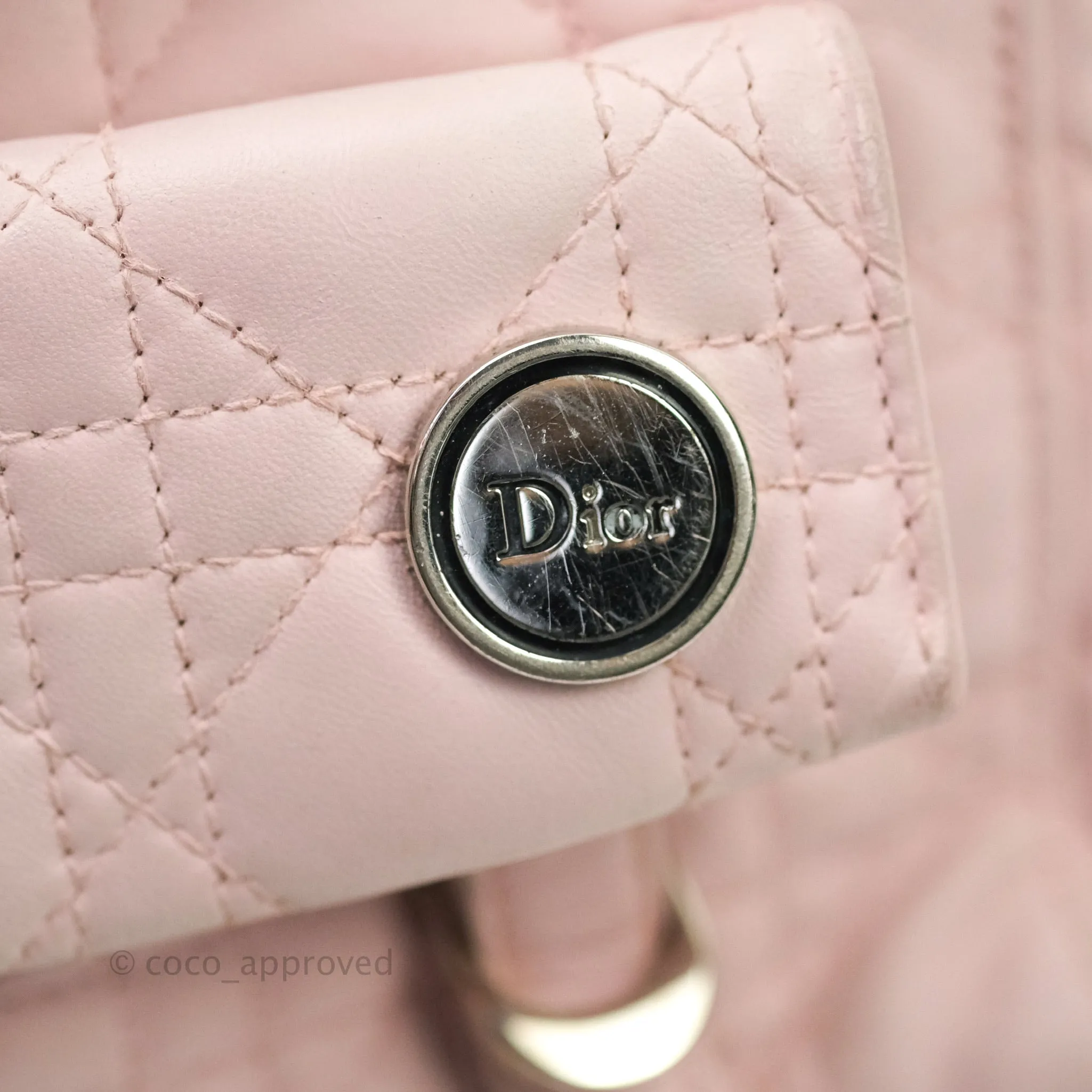 Christian Dior Lambskin Cannage Small Lucky Badge Stardust Backpack Soft Pink