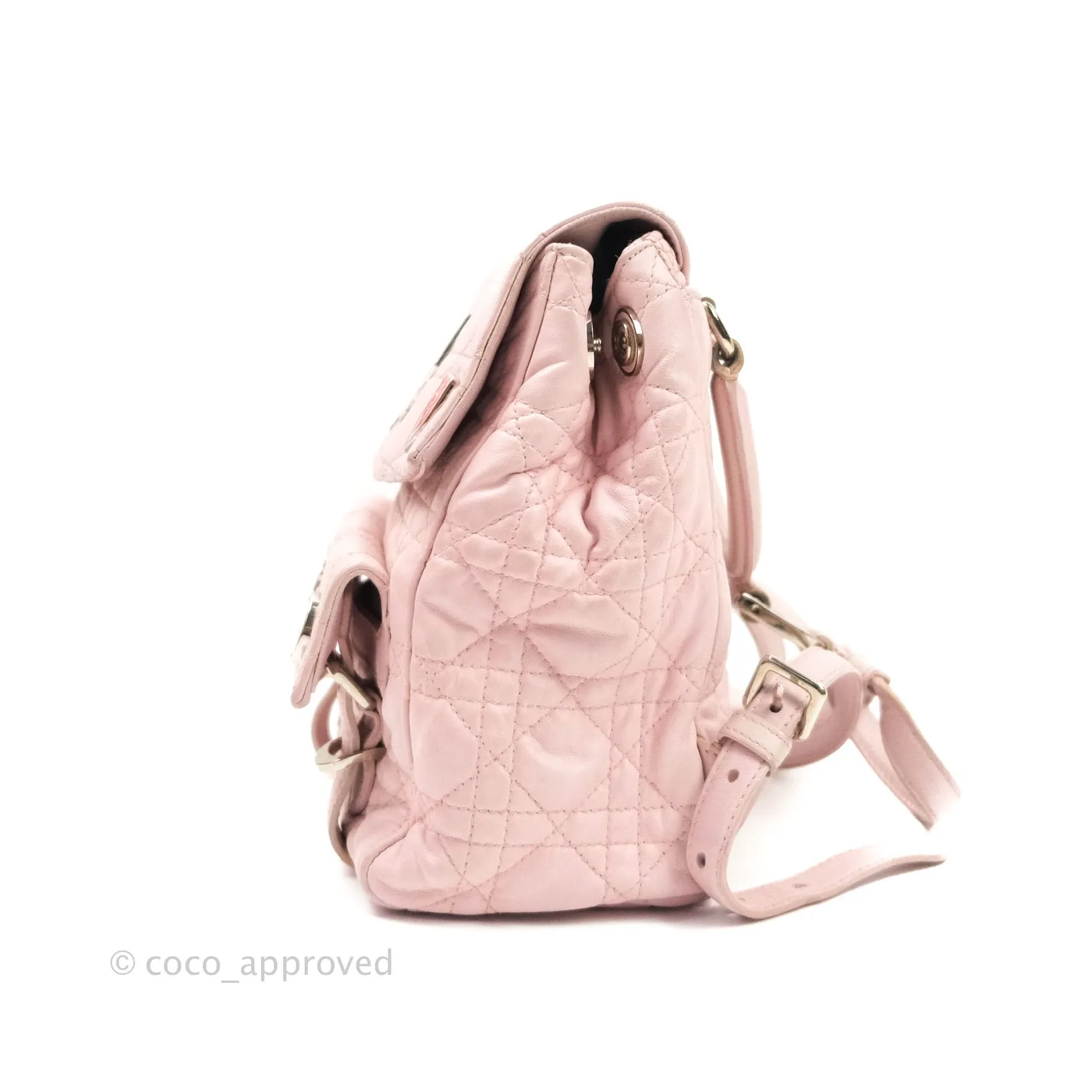 Christian Dior Lambskin Cannage Small Lucky Badge Stardust Backpack Soft Pink
