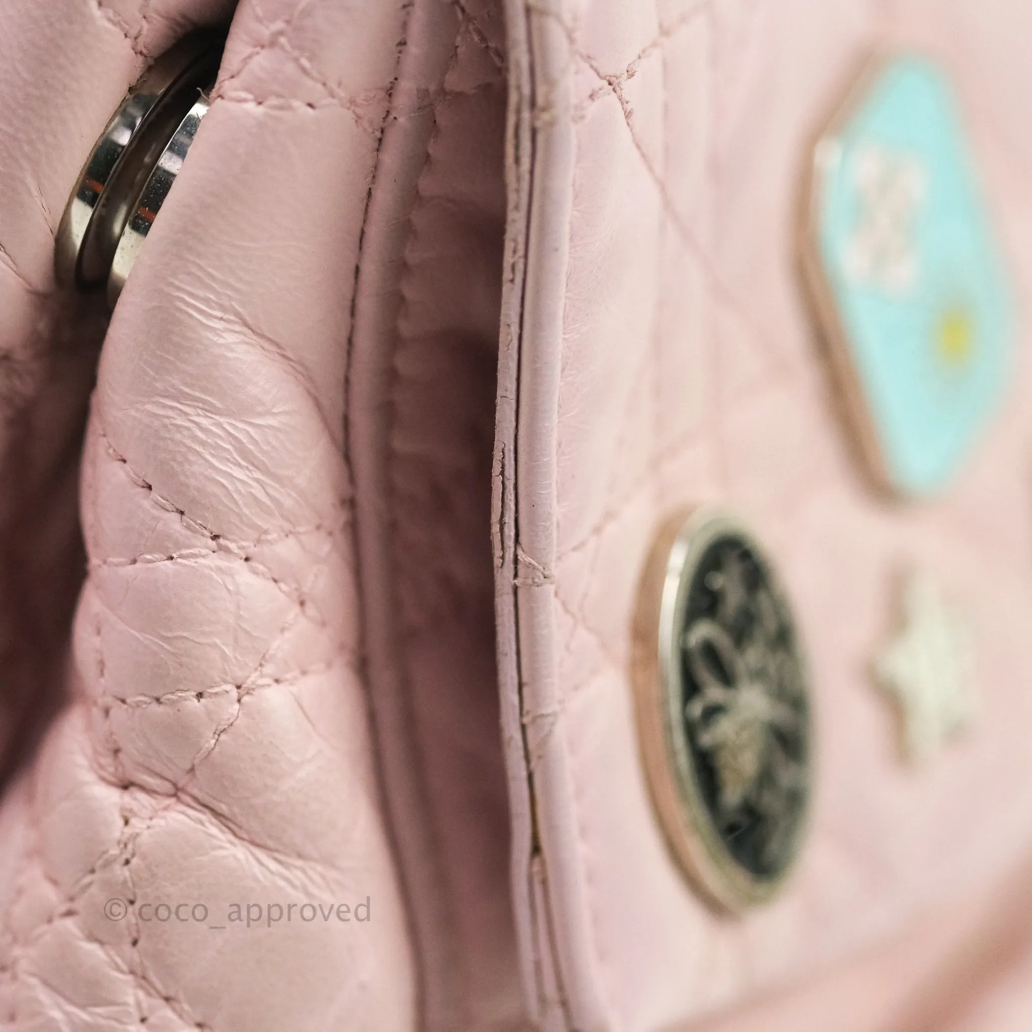 Christian Dior Lambskin Cannage Small Lucky Badge Stardust Backpack Soft Pink