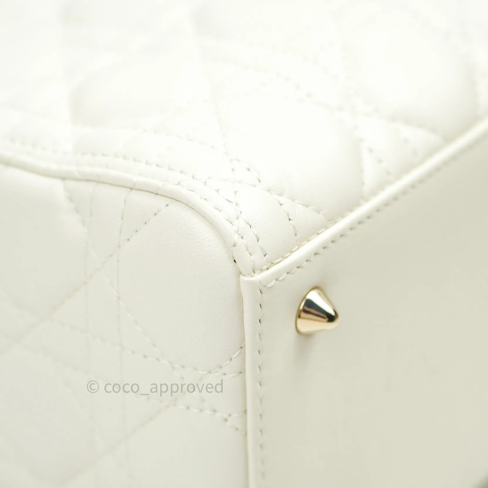 Christian Dior Lambskin Medium Lady Dior Ivory White Gold Hardware