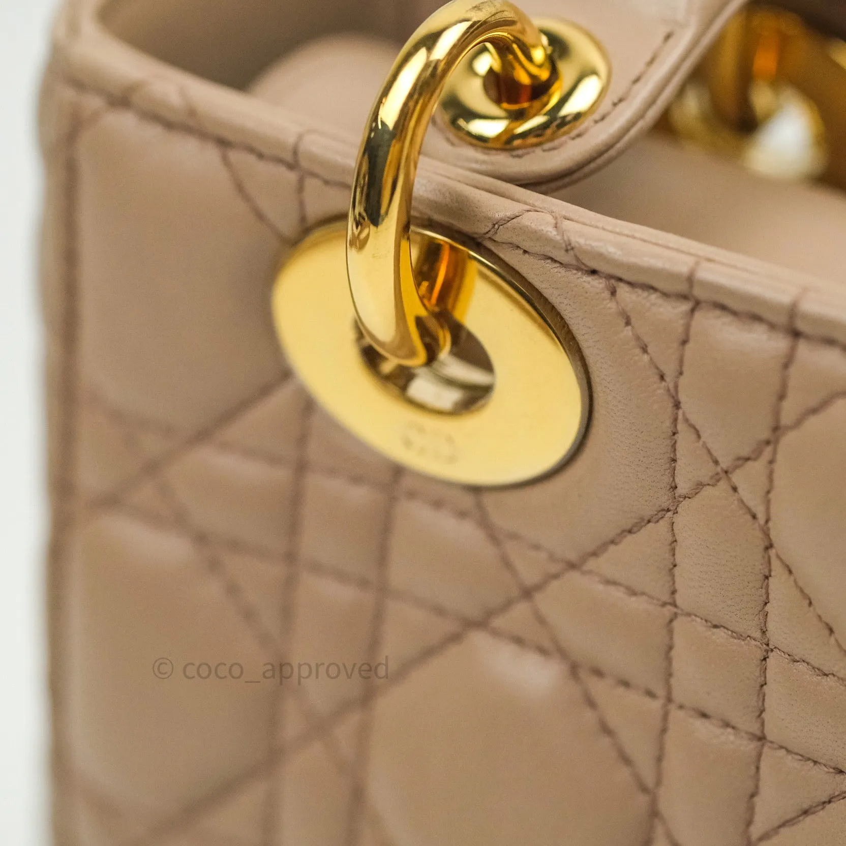 Christian Dior Lambskin My ABCDior Lady Dior Beige Gold Hardware