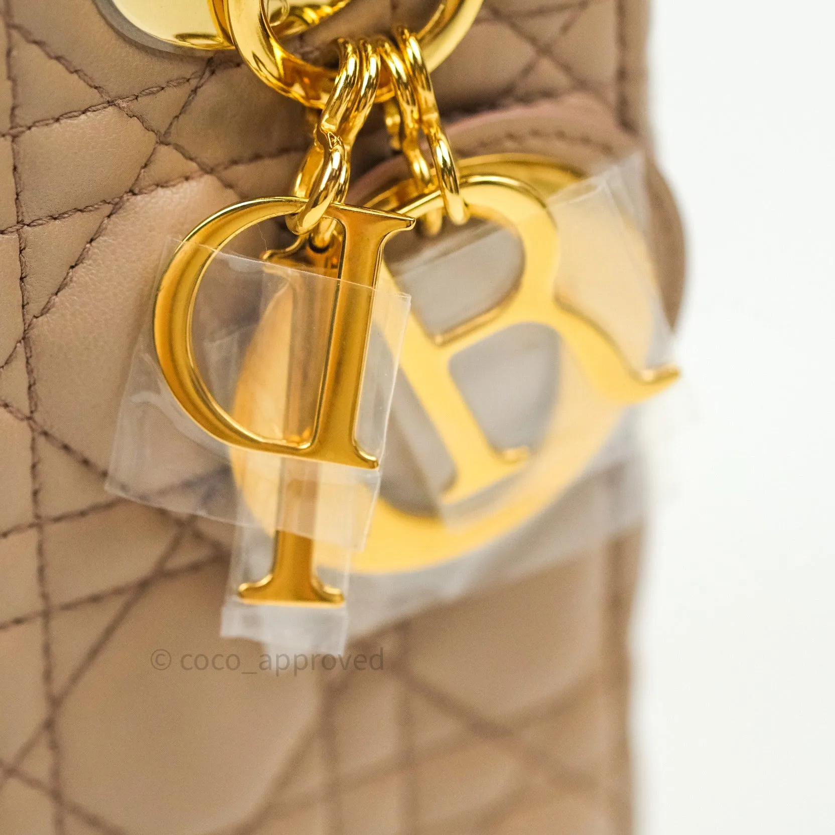 Christian Dior Lambskin My ABCDior Lady Dior Beige Gold Hardware