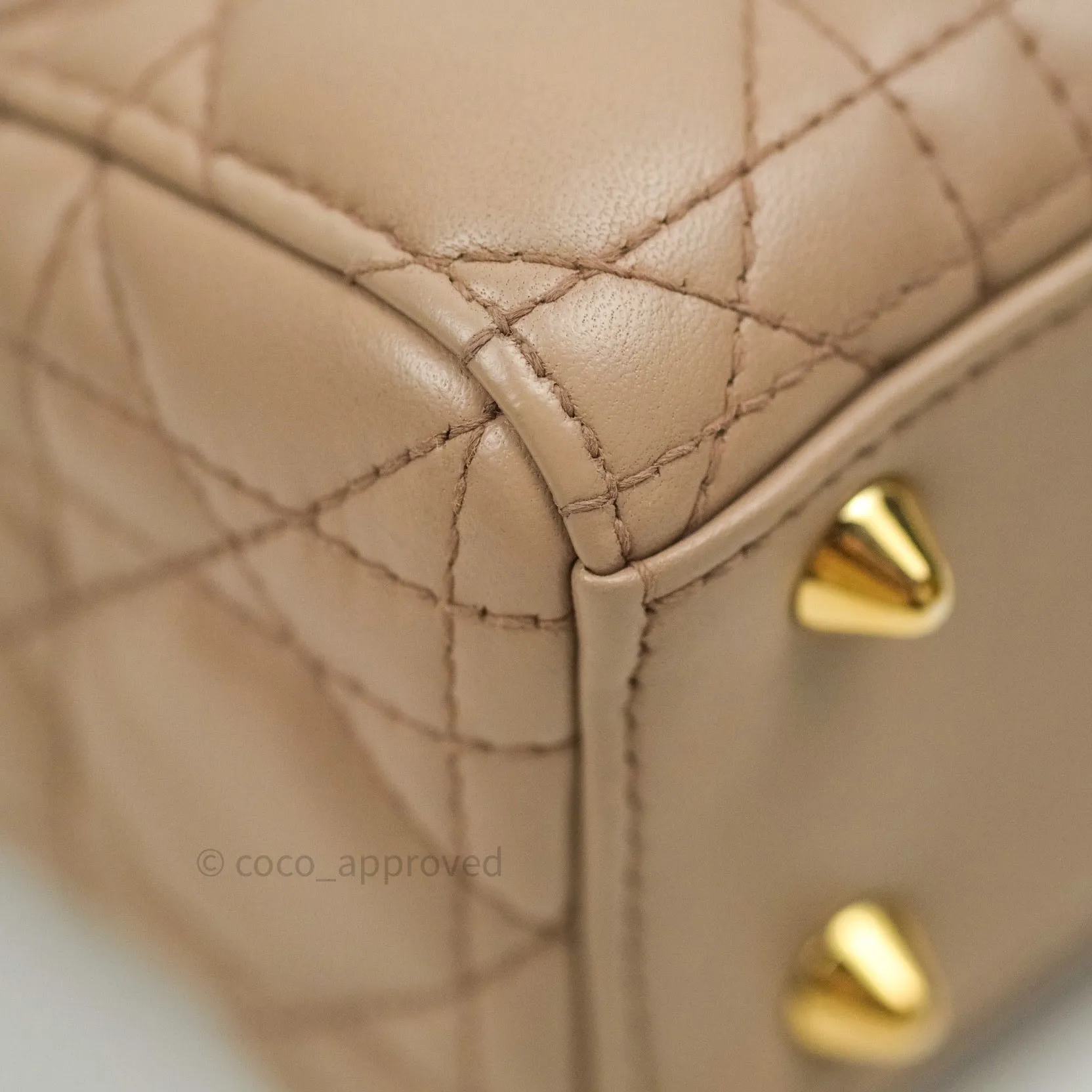 Christian Dior Lambskin My ABCDior Lady Dior Beige Gold Hardware