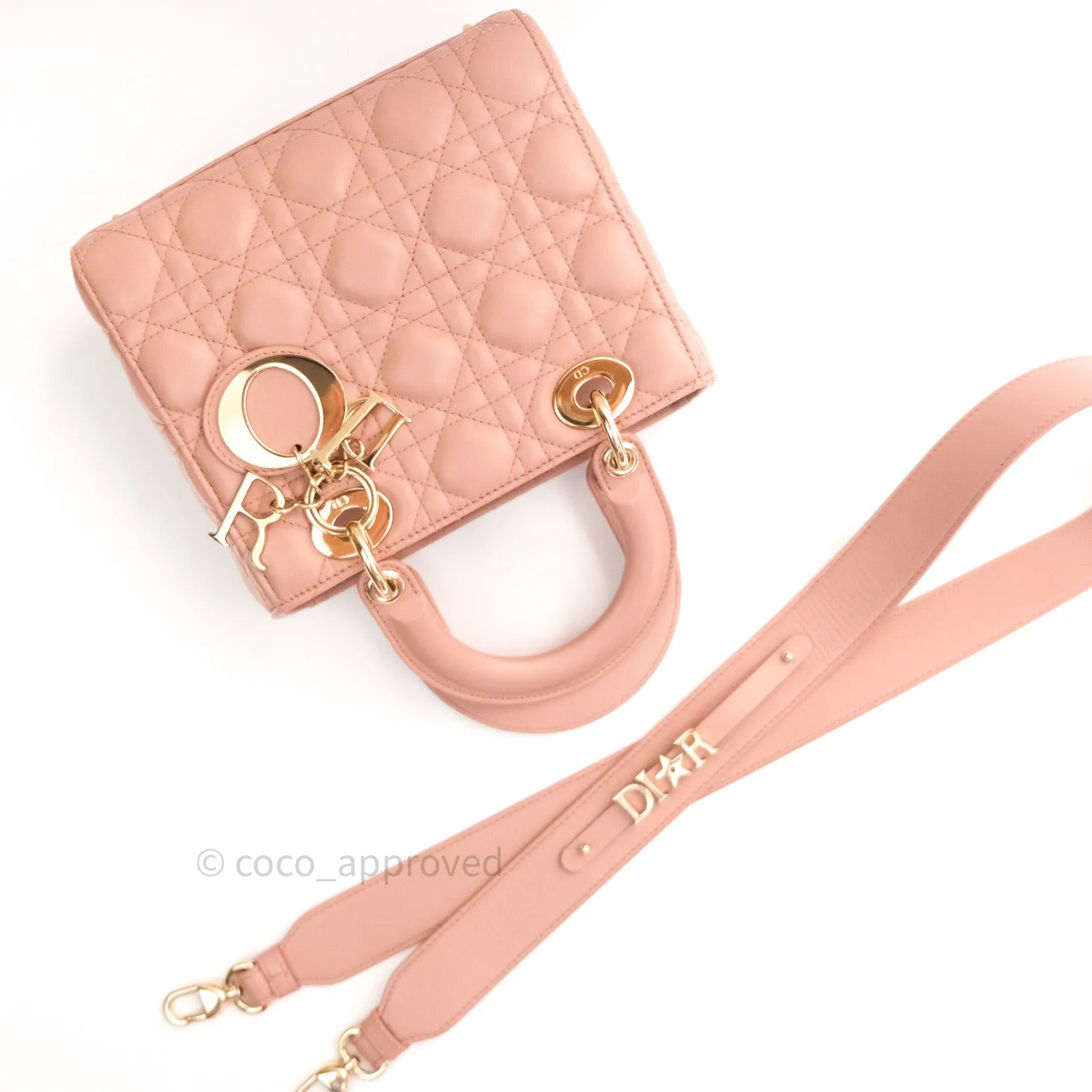 Christian Dior Lambskin My ABCDior Lady Dior Beige Gold Hardware