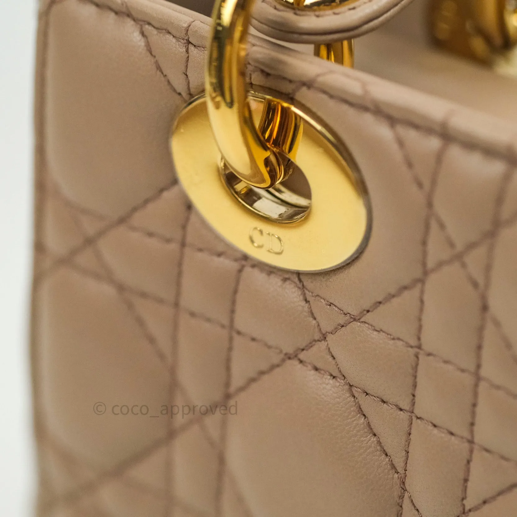 Christian Dior Lambskin My ABCDior Lady Dior Beige Gold Hardware