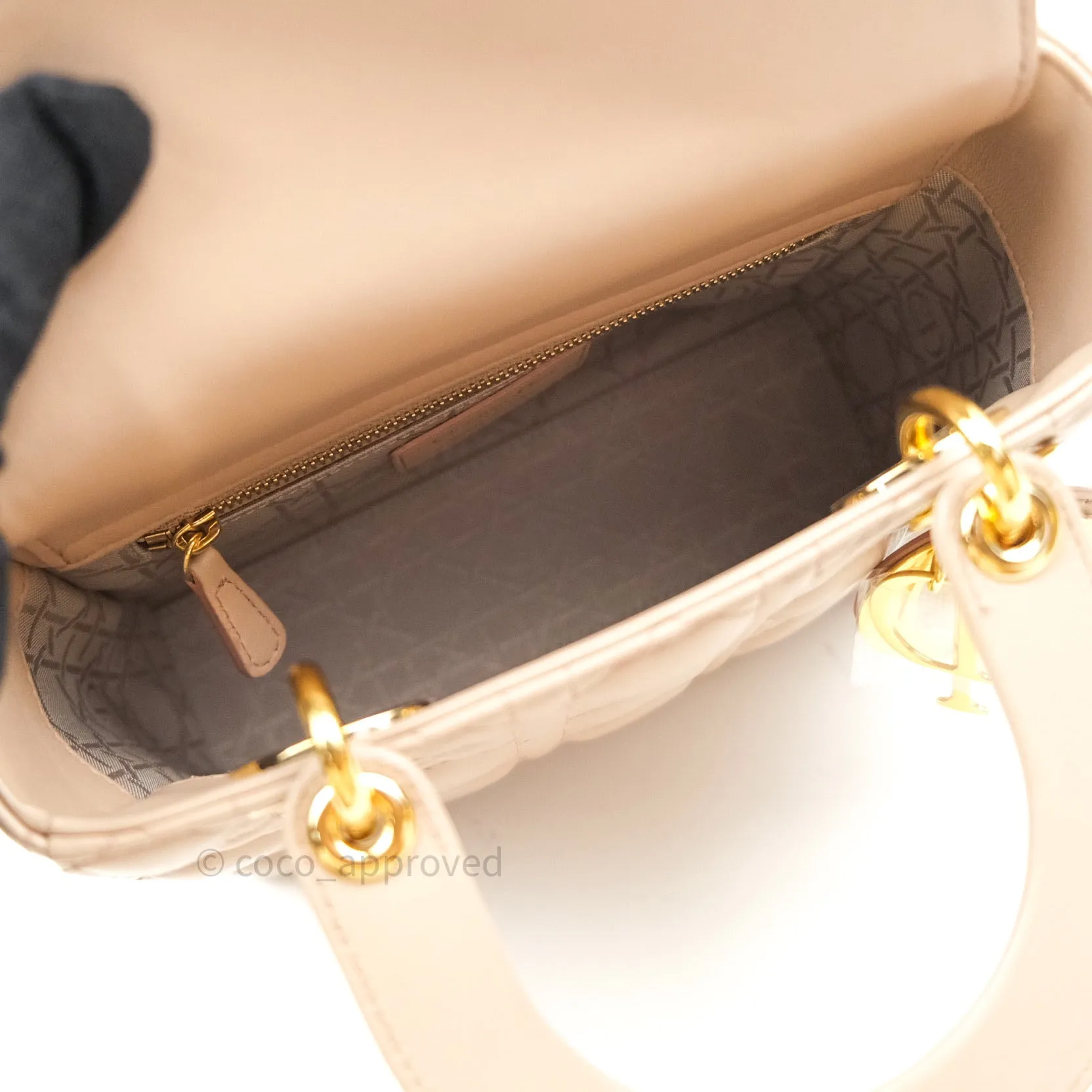 Christian Dior Lambskin My ABCDior Lady Dior Beige Gold Hardware