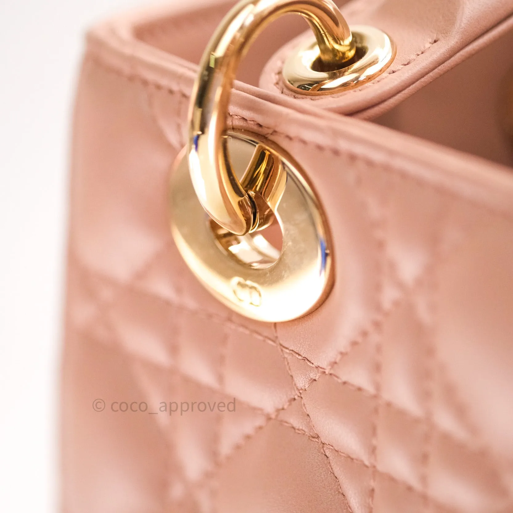 Christian Dior Lambskin My ABCDior Lady Dior Beige Gold Hardware