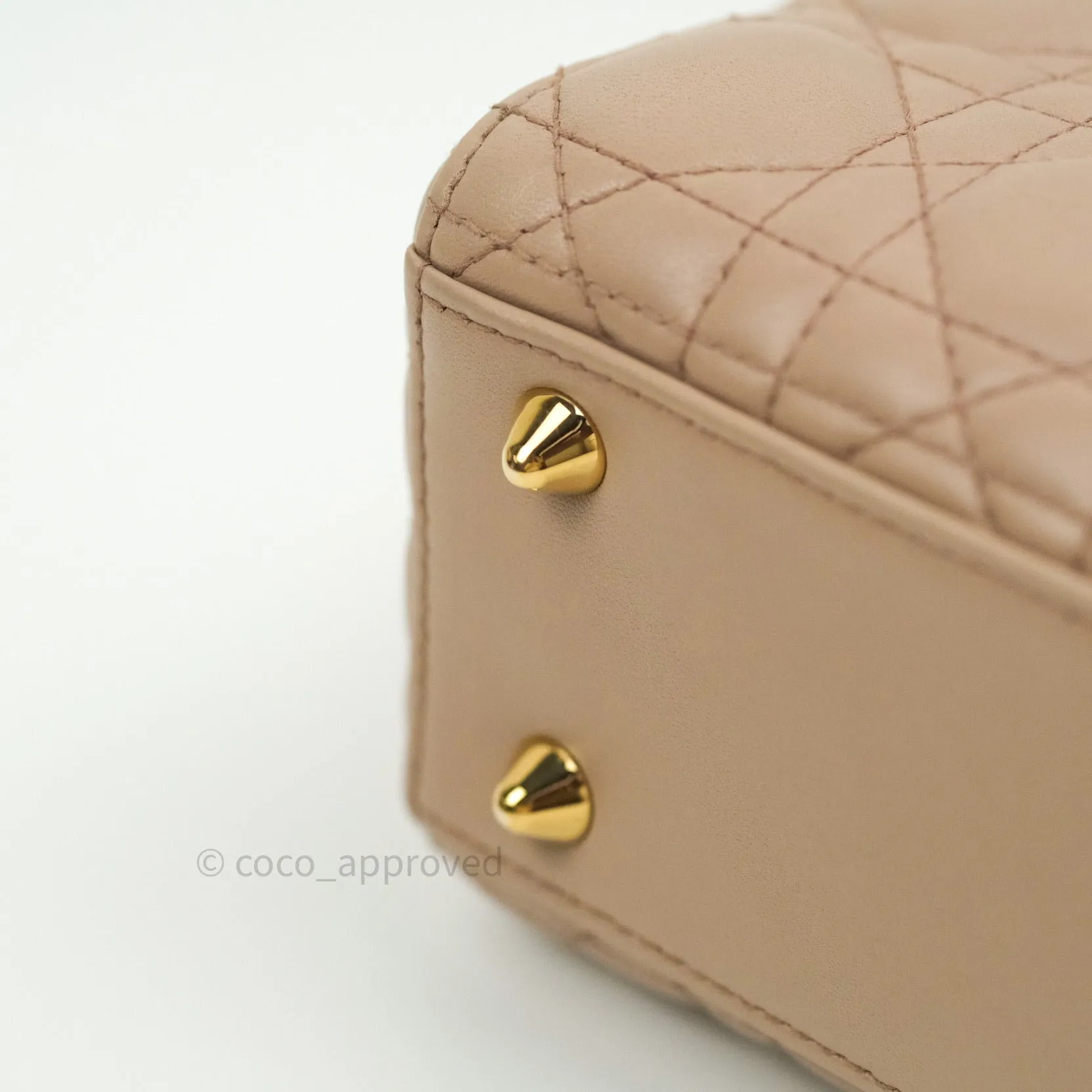 Christian Dior Lambskin My ABCDior Lady Dior Beige Gold Hardware
