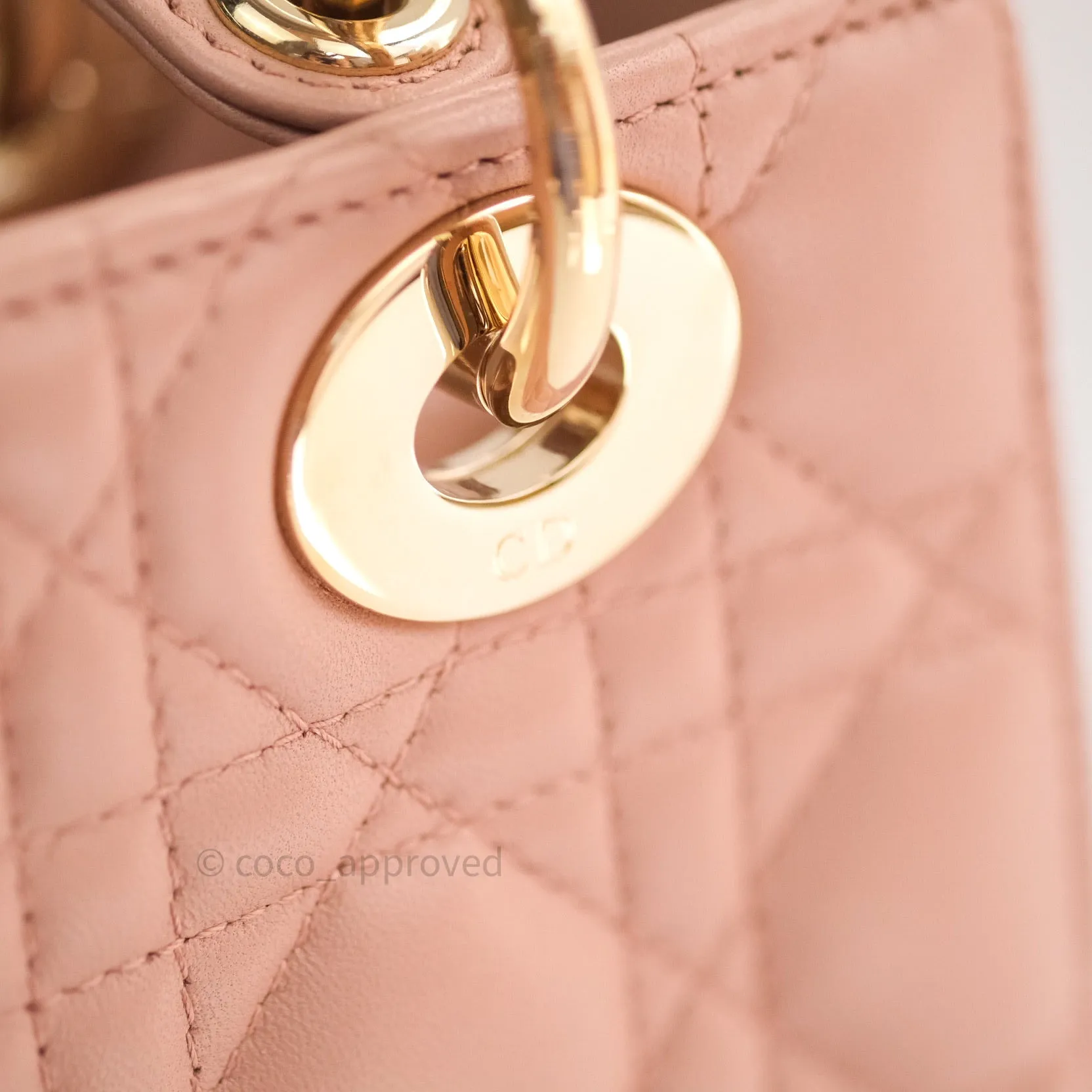 Christian Dior Lambskin My ABCDior Lady Dior Beige Gold Hardware