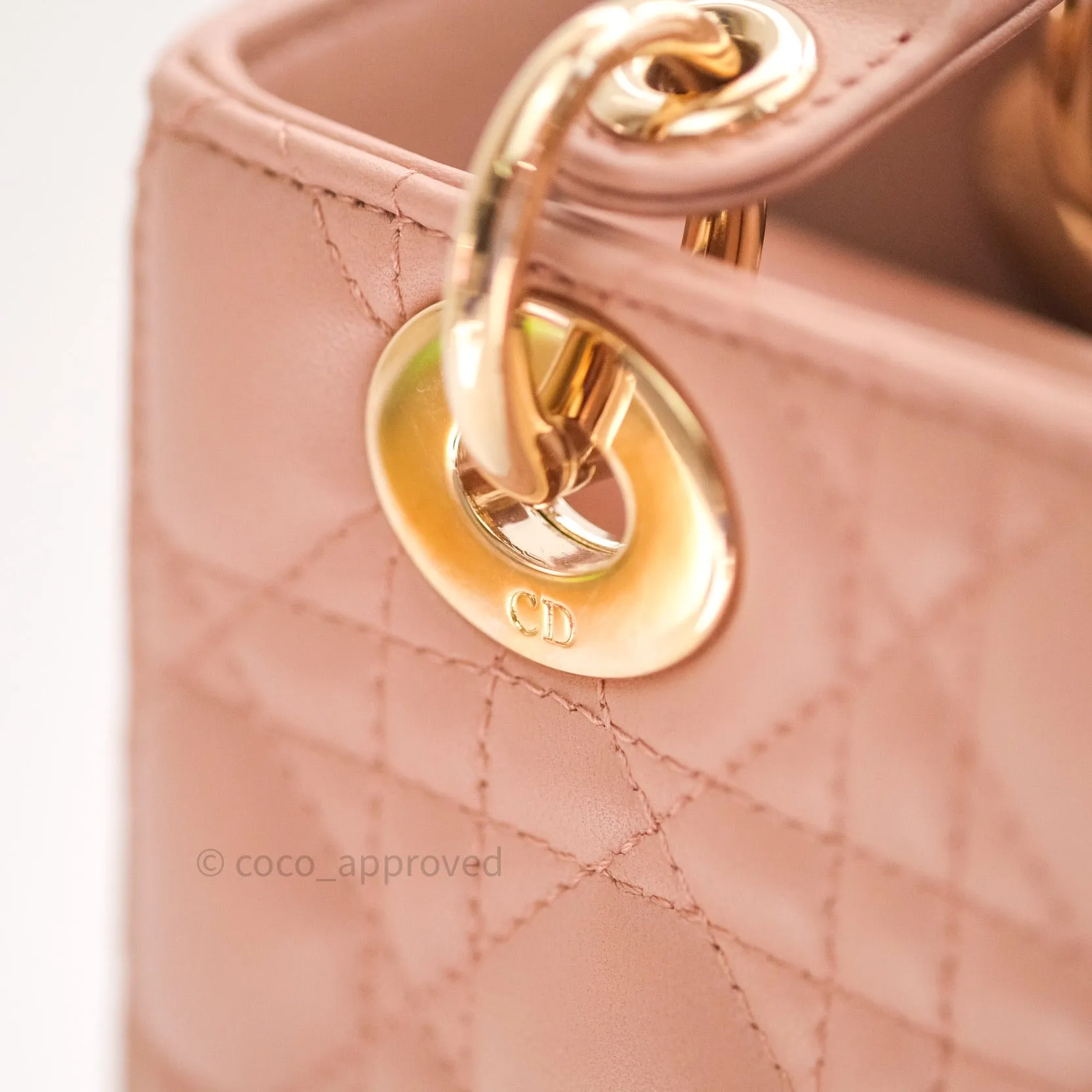 Christian Dior Lambskin My ABCDior Lady Dior Beige Gold Hardware