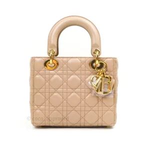 Christian Dior Lambskin My ABCDior Lady Dior Beige Gold Hardware