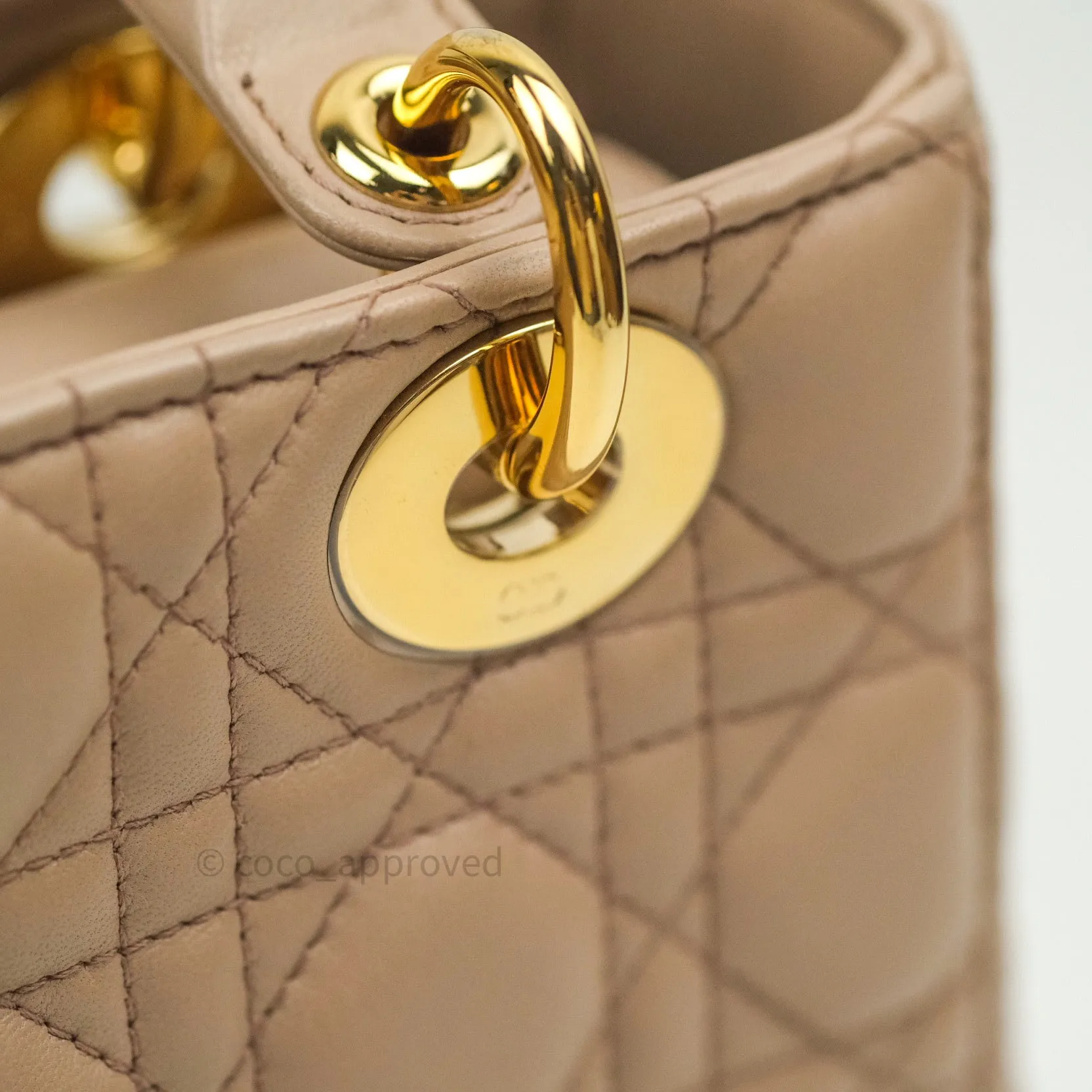 Christian Dior Lambskin My ABCDior Lady Dior Beige Gold Hardware