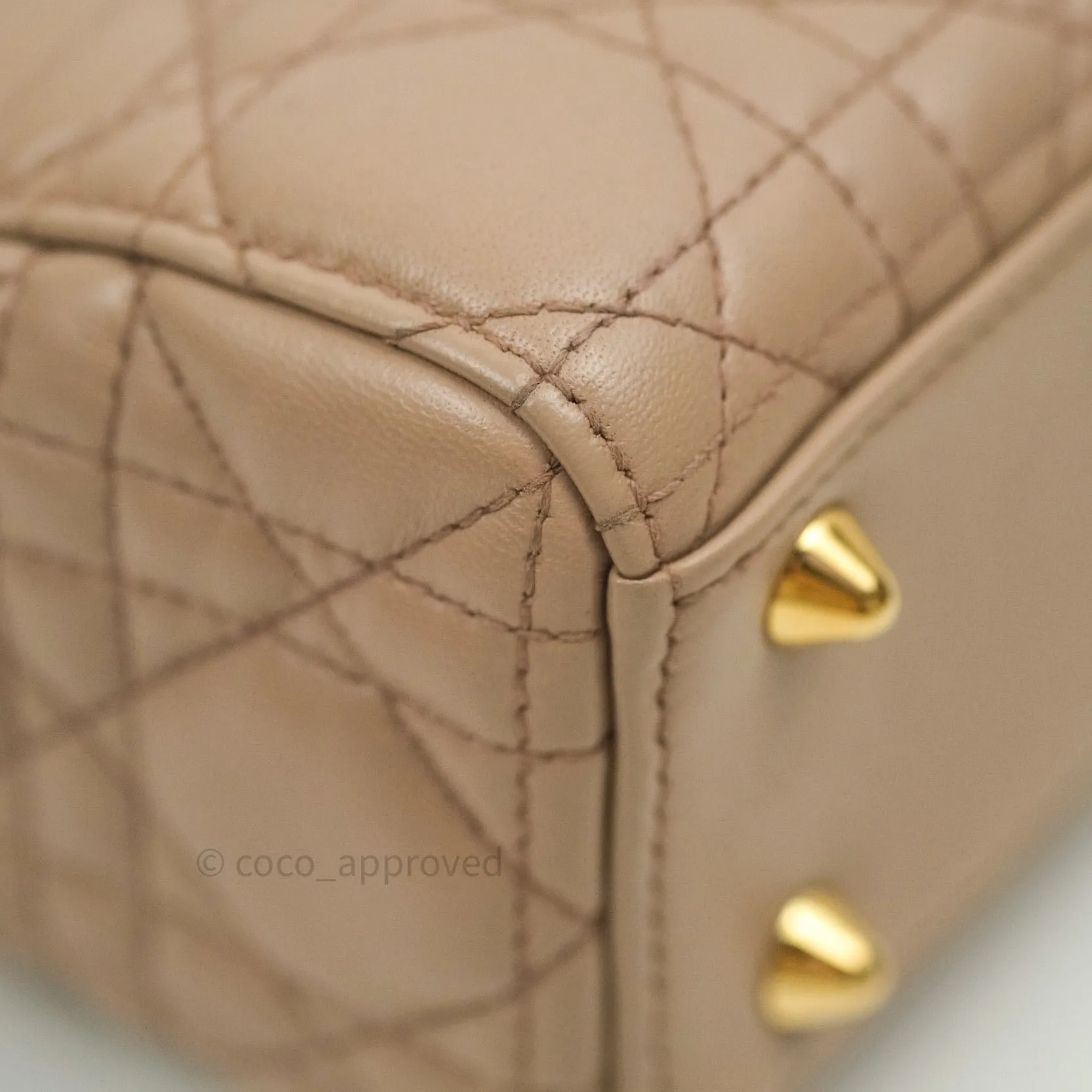 Christian Dior Lambskin My ABCDior Lady Dior Beige Gold Hardware