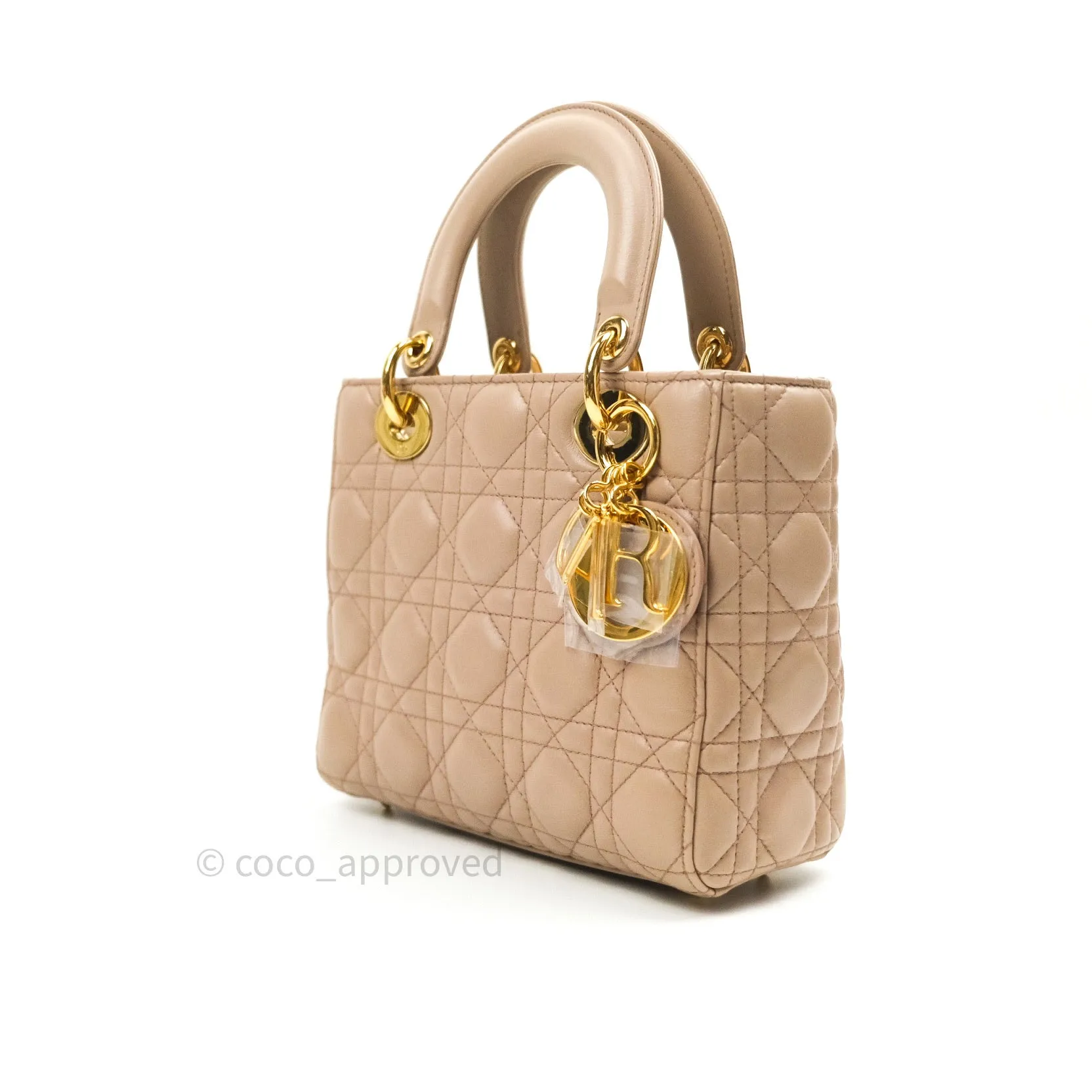 Christian Dior Lambskin My ABCDior Lady Dior Beige Gold Hardware