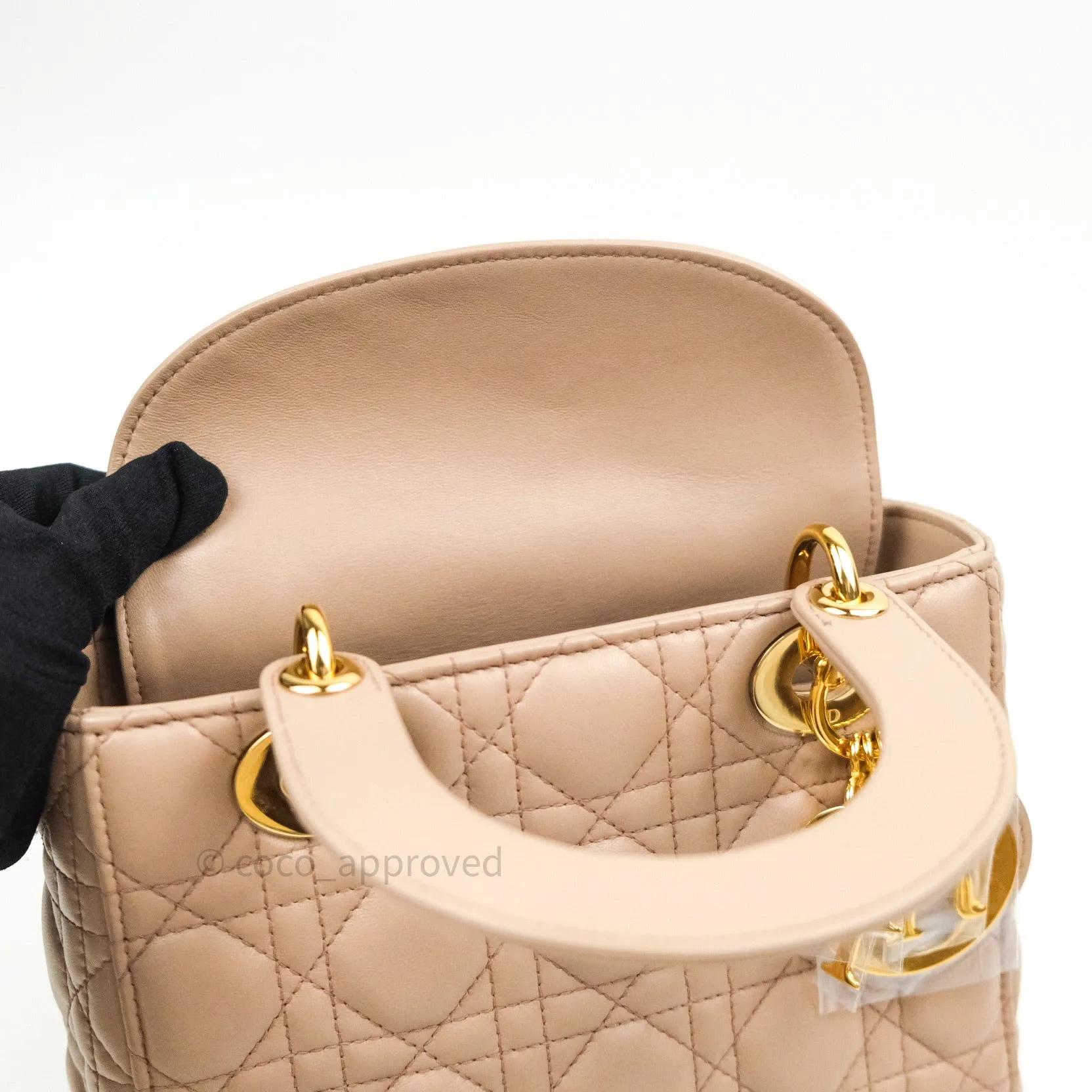 Christian Dior Lambskin My ABCDior Lady Dior Beige Gold Hardware
