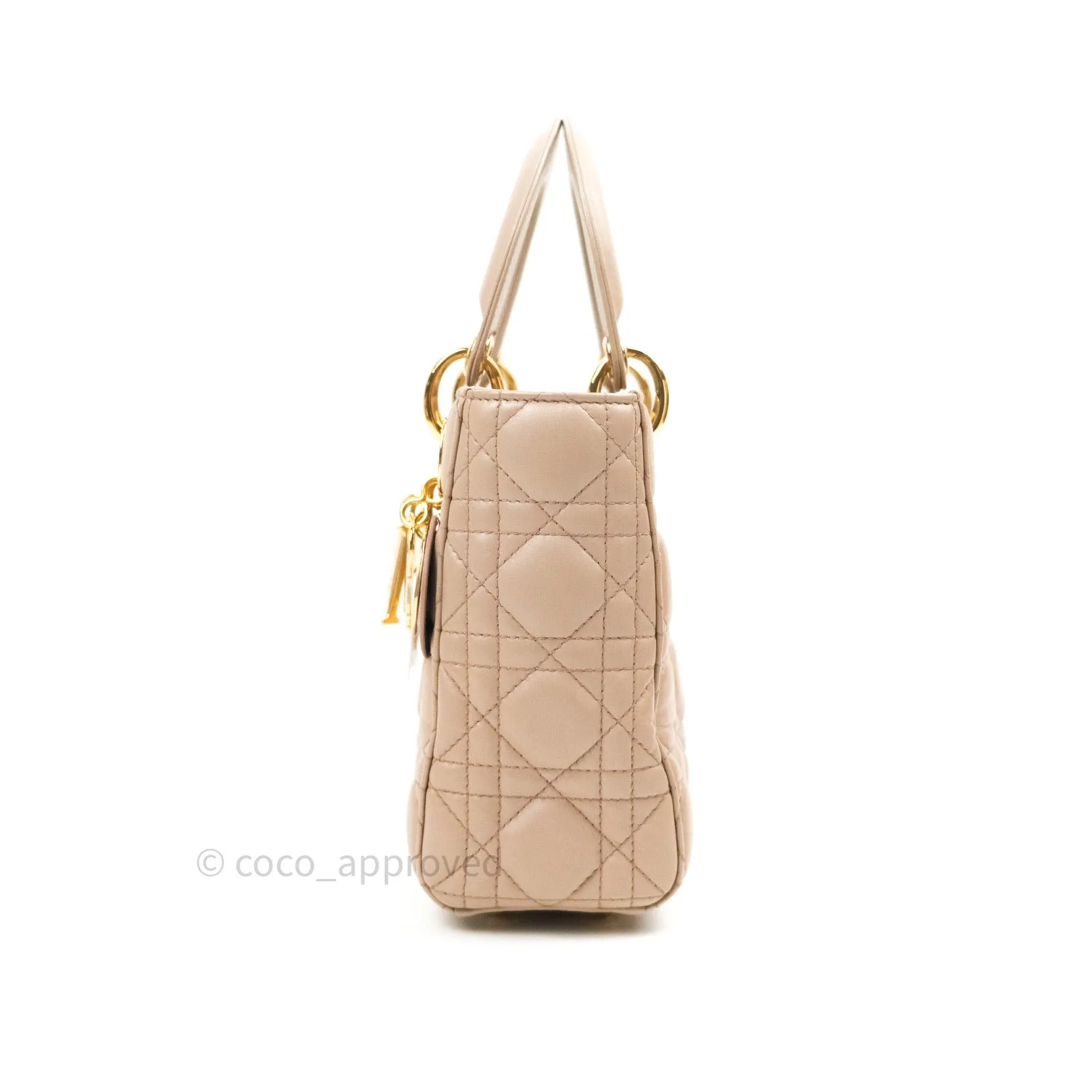 Christian Dior Lambskin My ABCDior Lady Dior Beige Gold Hardware