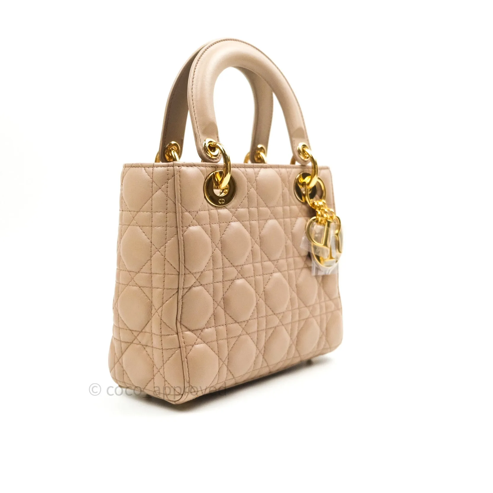Christian Dior Lambskin My ABCDior Lady Dior Beige Gold Hardware