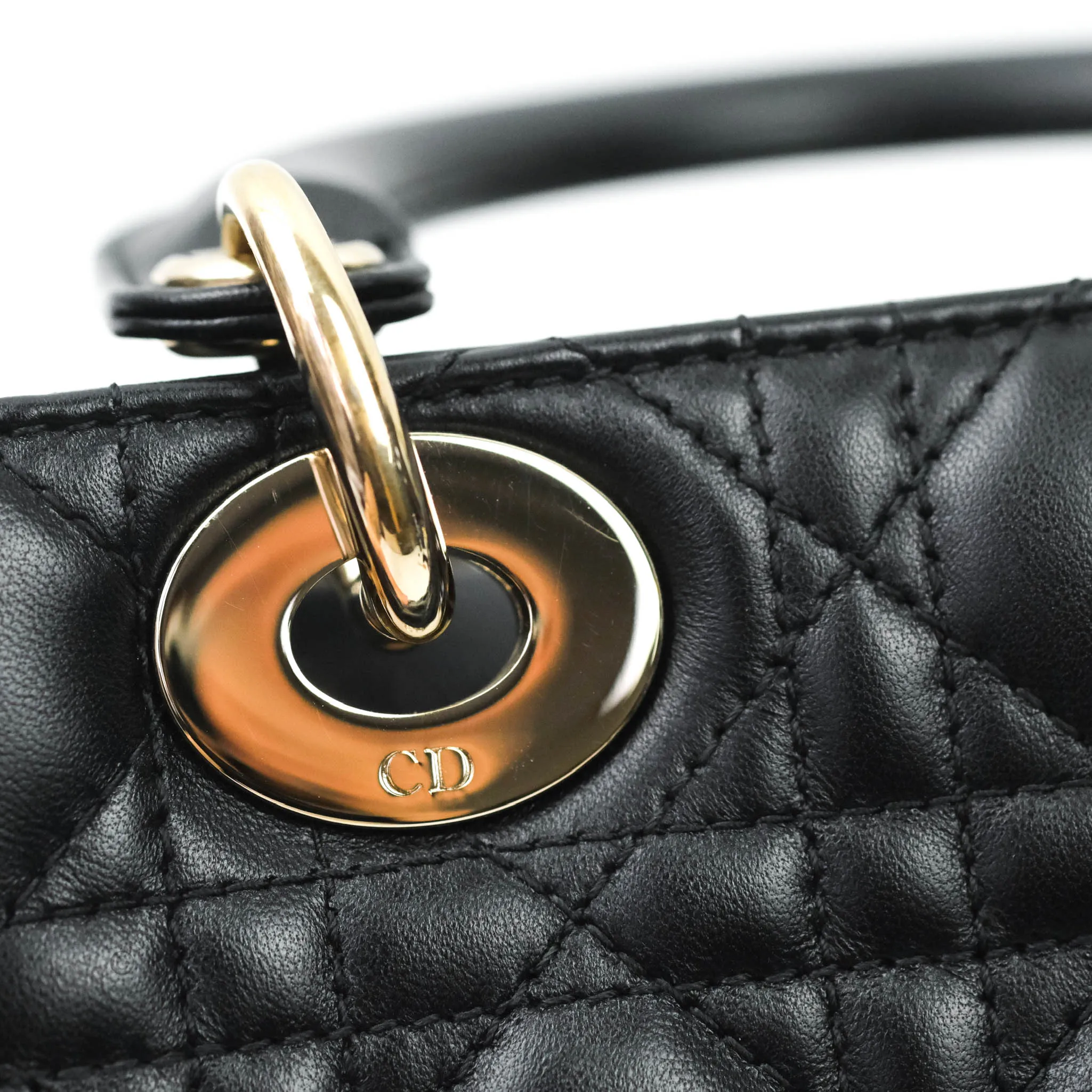 Christian Dior Lambskin My ABCDior Lady Dior Black Gold Hardware