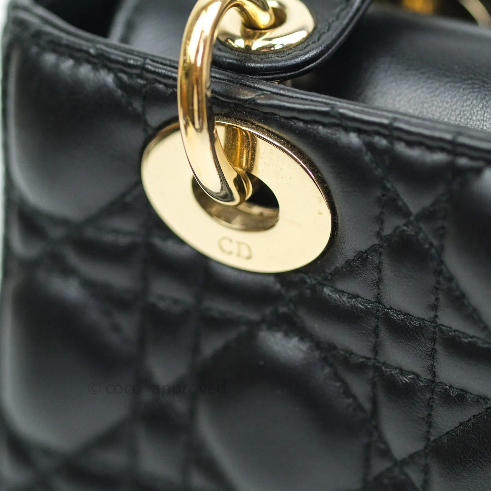 Christian Dior Lambskin My ABCDior Lady Dior Black Gold Hardware